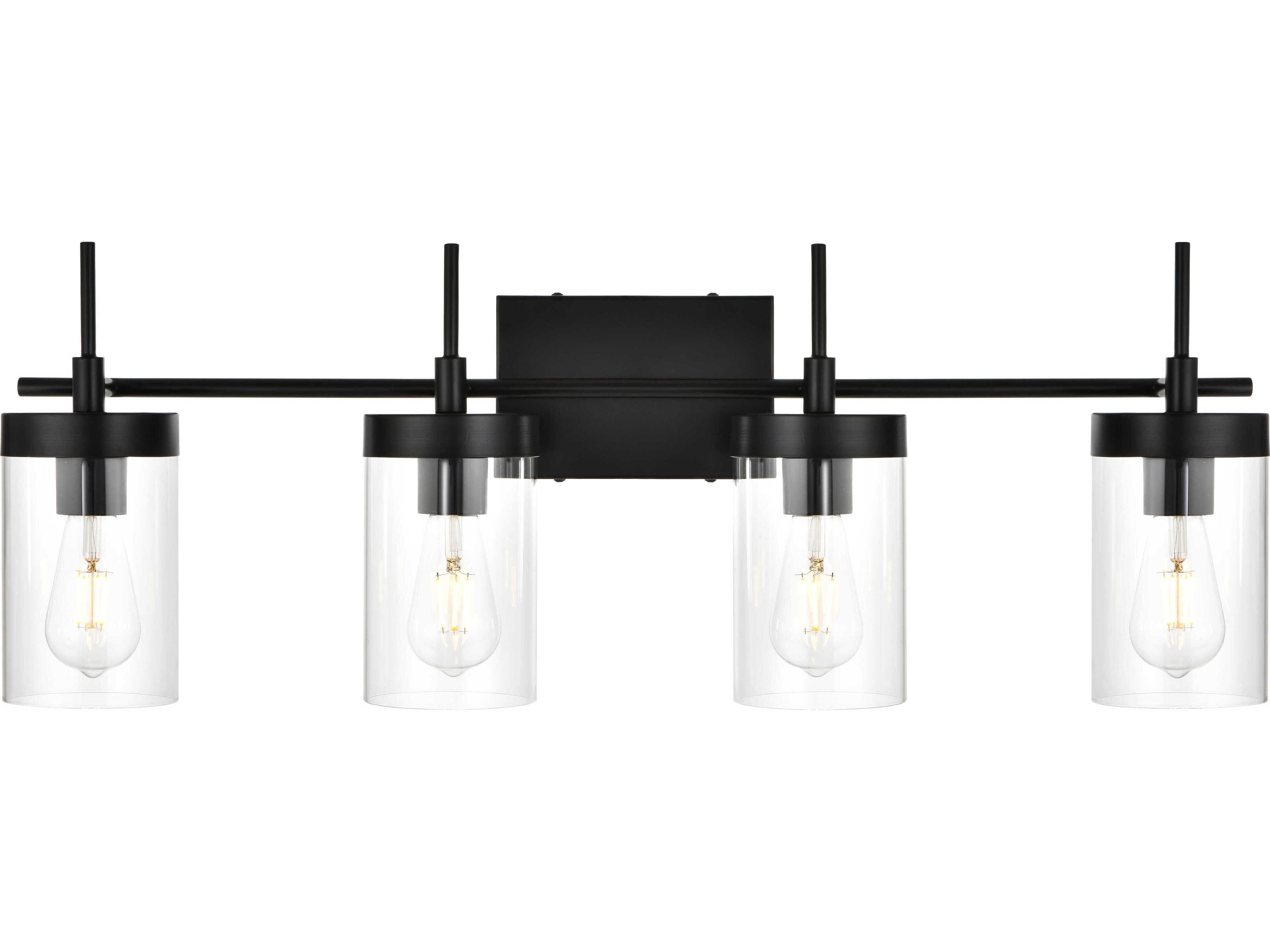 Elegant Lighting Benny 4-Light Black Glass Vanity Light