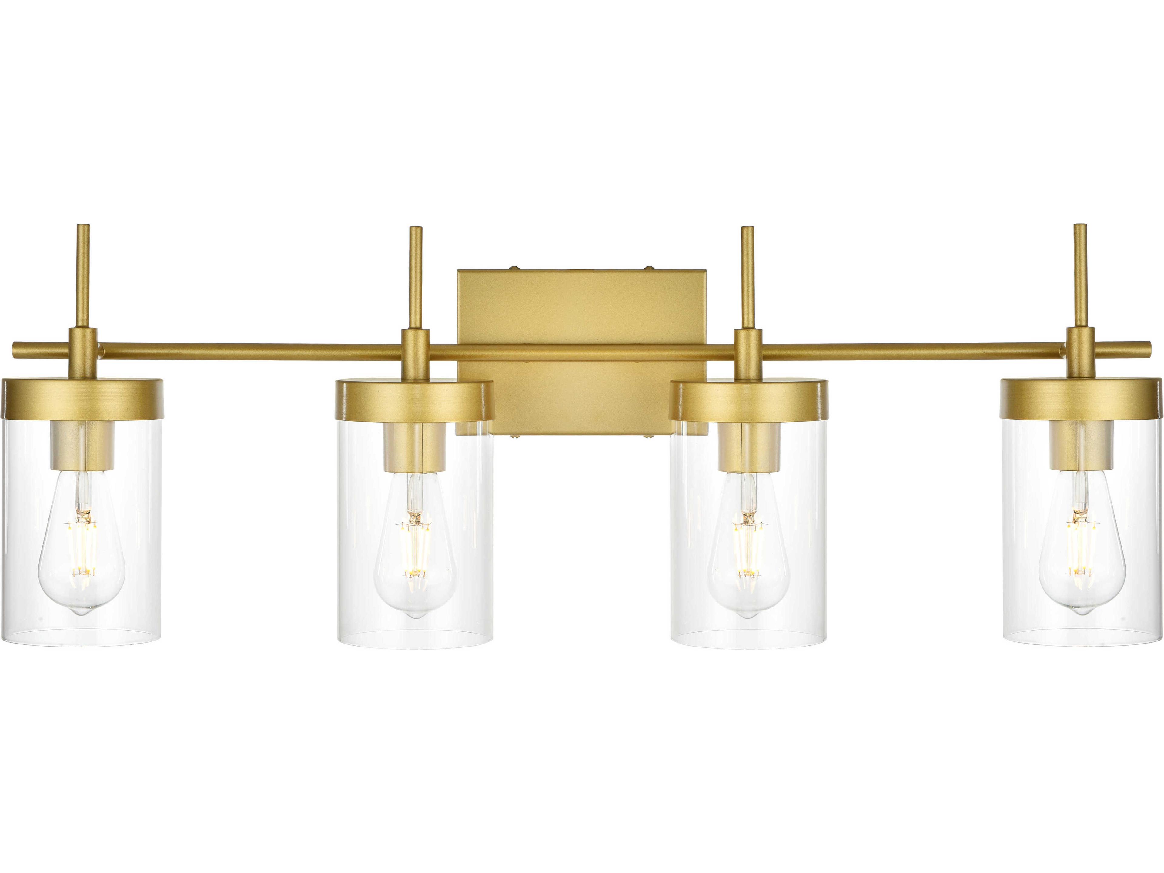 Elegant Lighting Benny 4-Light Brass Glass Vanity Light