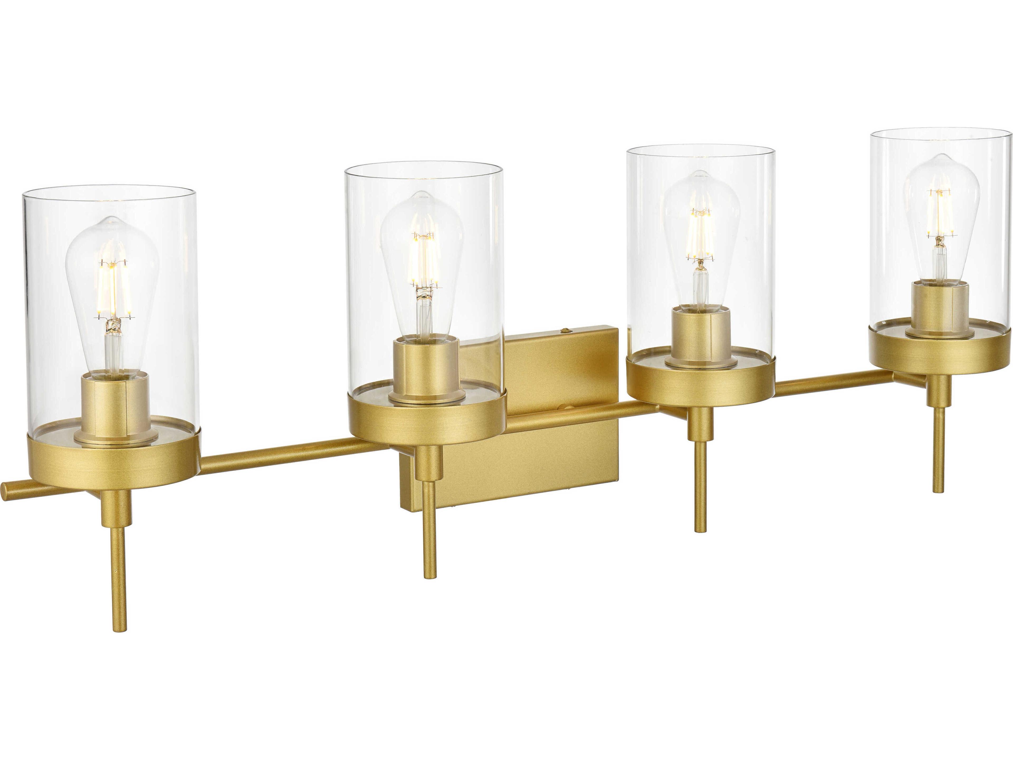 Elegant Lighting Benny 4-Light Brass Glass Vanity Light