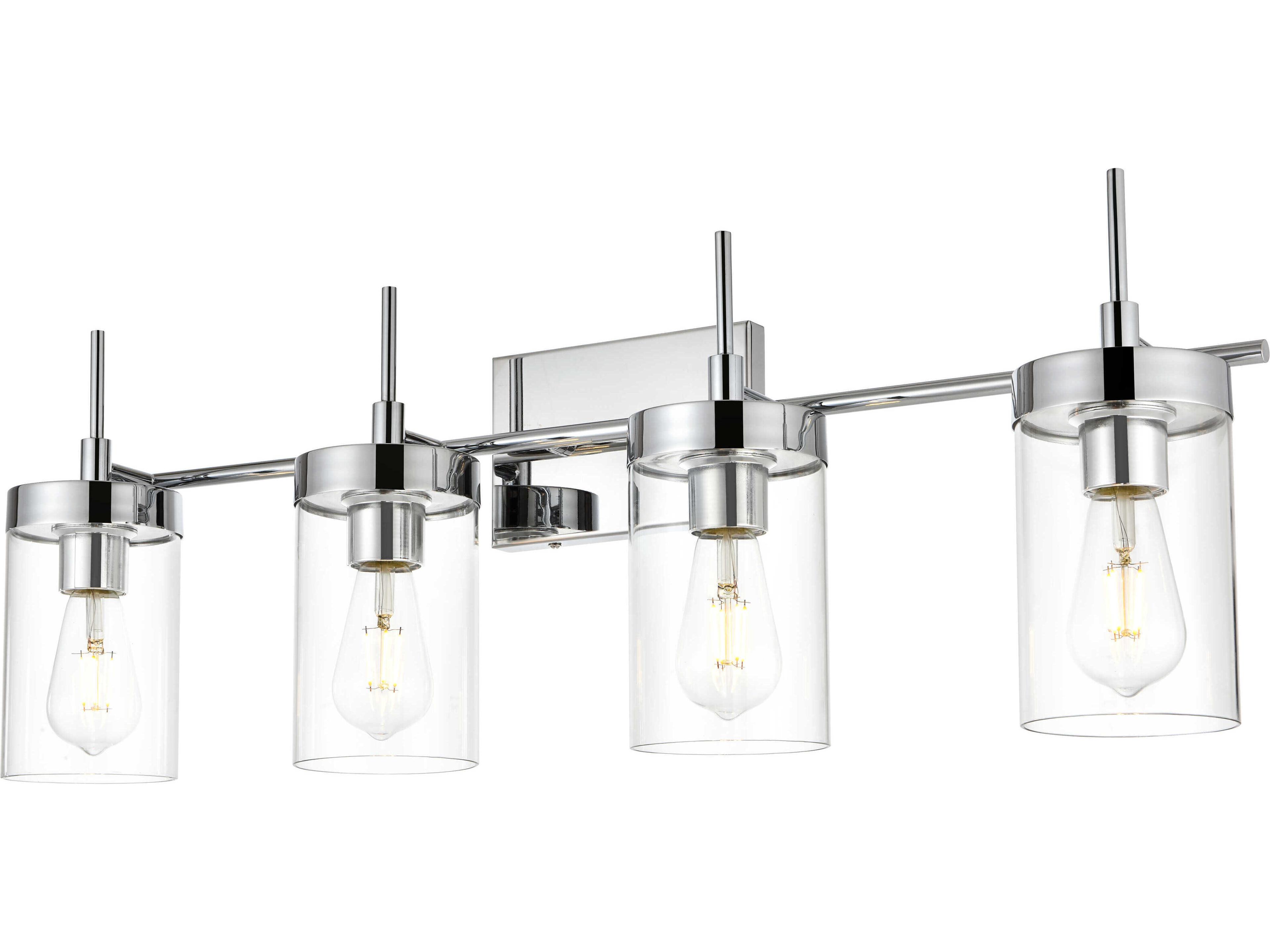 Benny 4-Light Chrome Glass Vanity Light