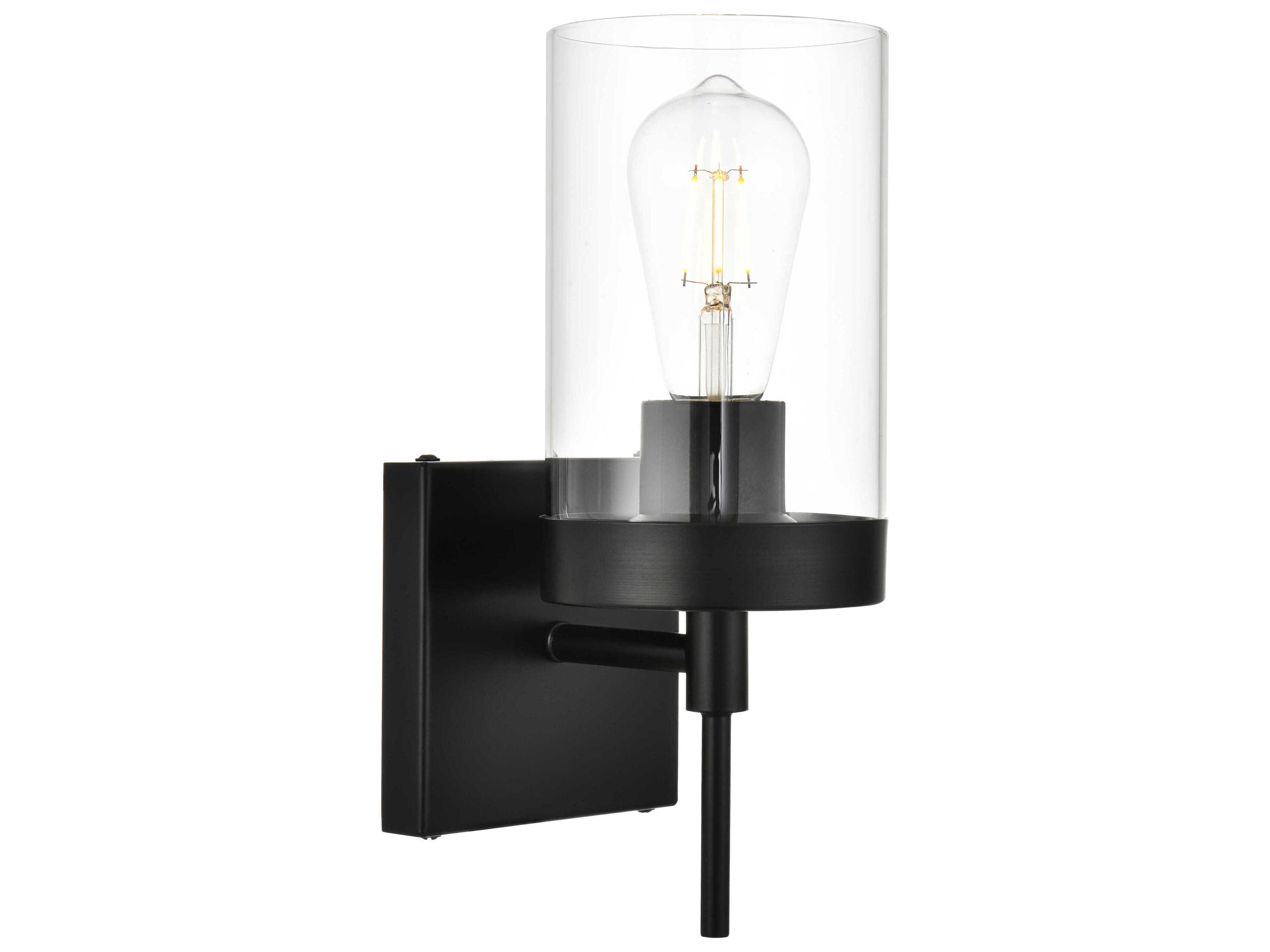 Elegant Lighting Benny 1-Light Black Glass Wall Sconce
