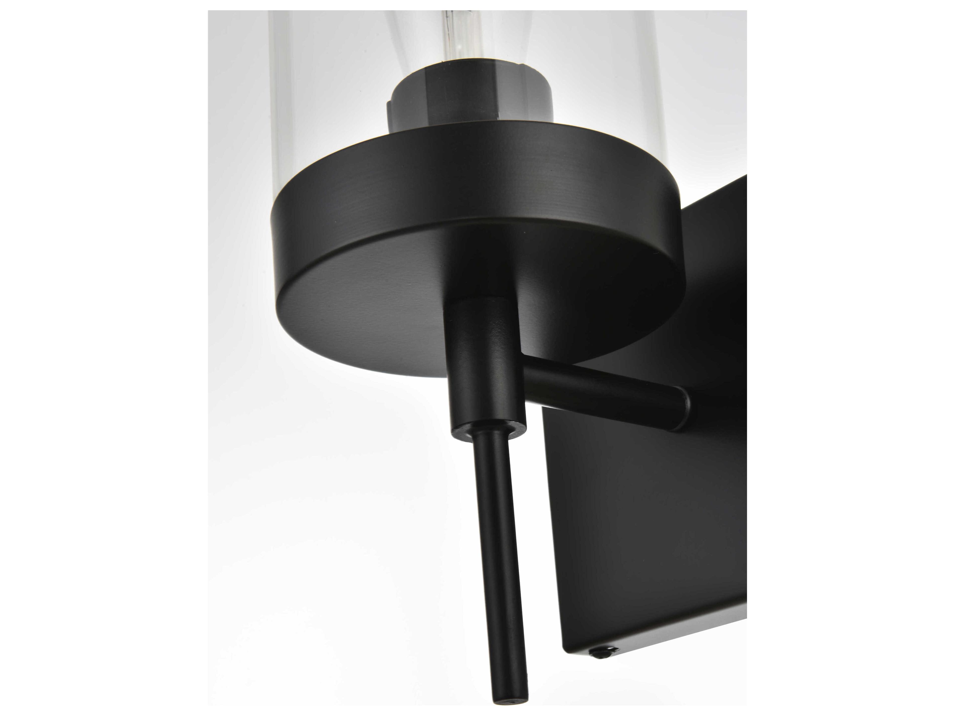 Elegant Lighting Benny 1-Light Black Glass Wall Sconce