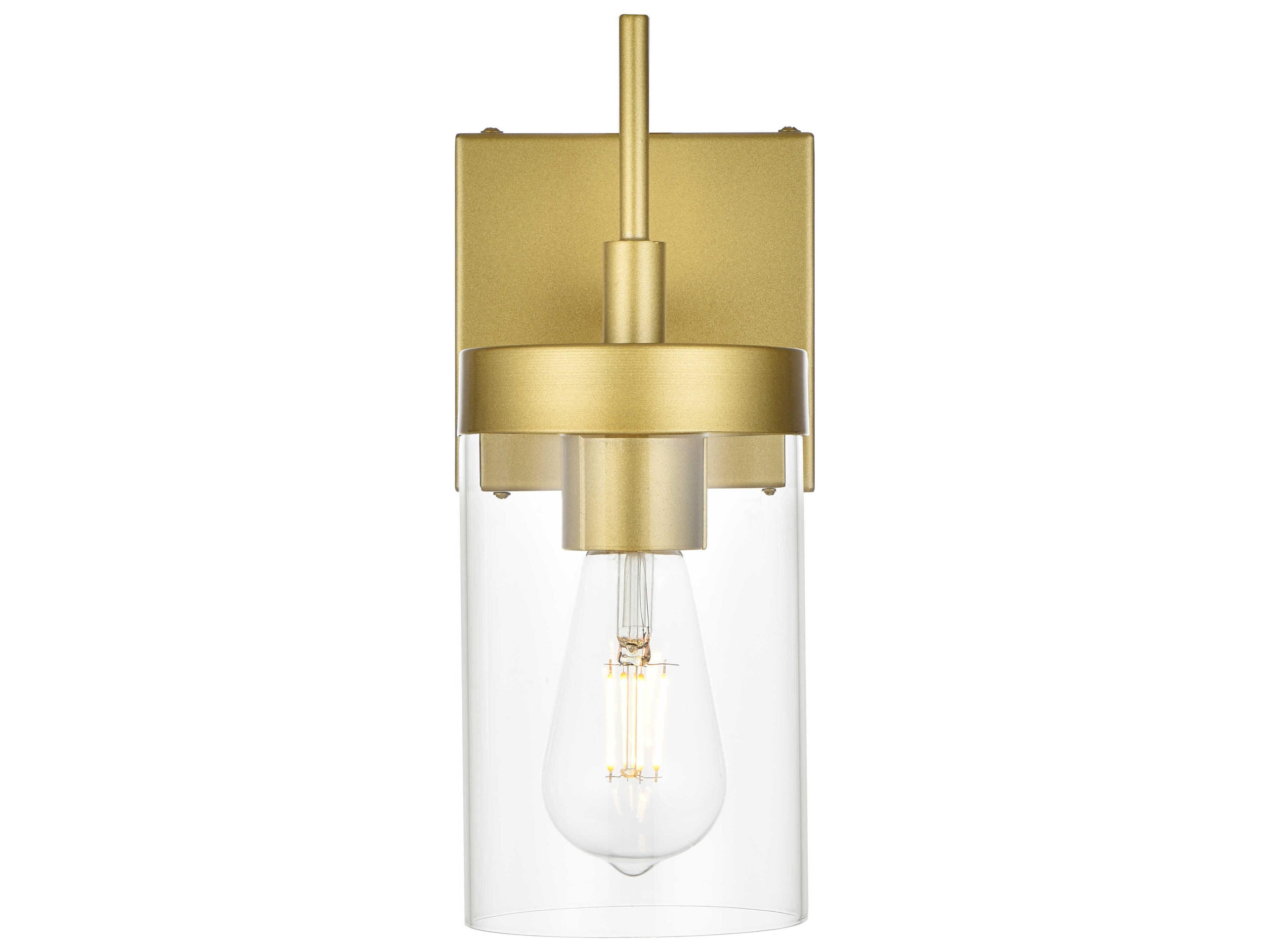 Elegant Lighting Benny 1-Light Brass Glass Wall Sconce