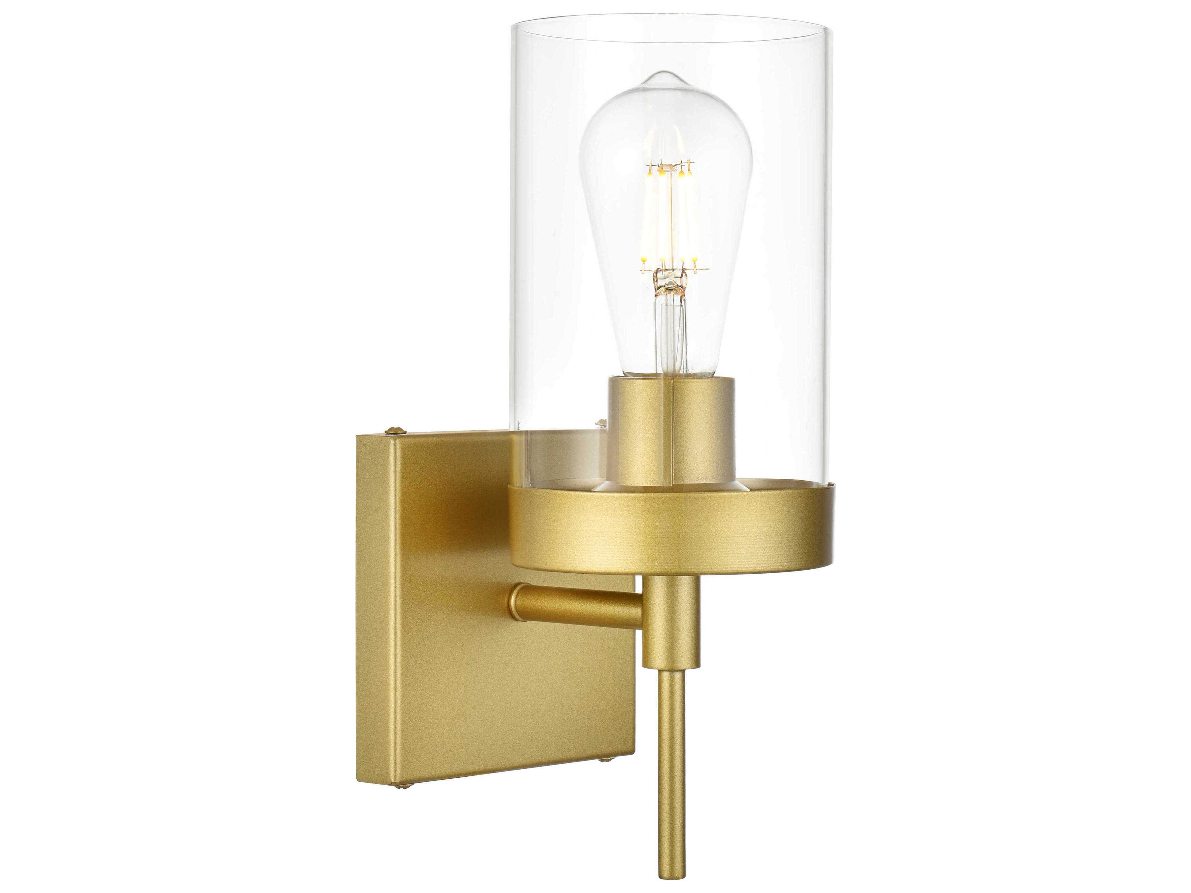 Elegant Lighting Benny 1-Light Brass Glass Wall Sconce