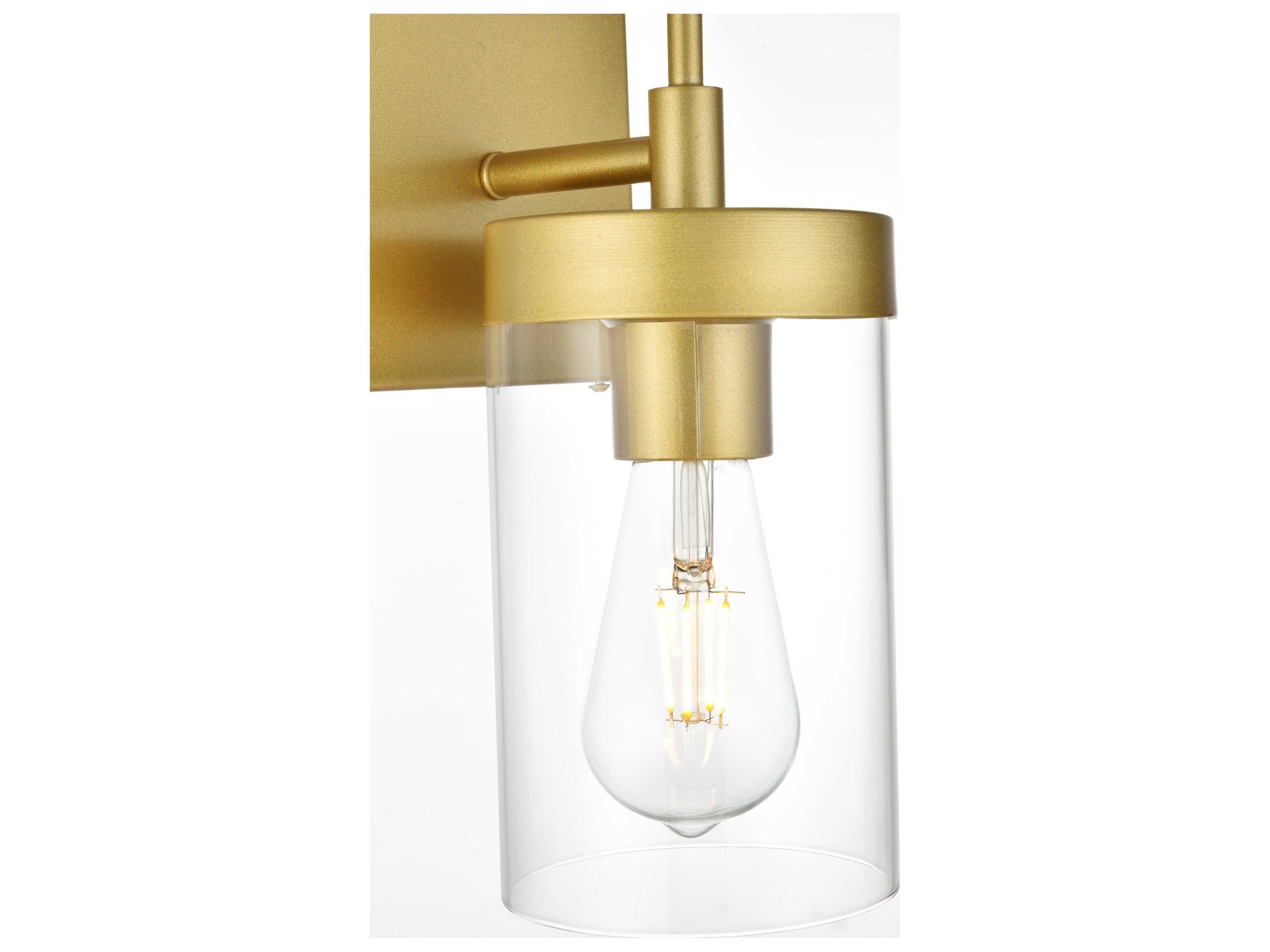 Elegant Lighting Benny 1-Light Brass Glass Wall Sconce