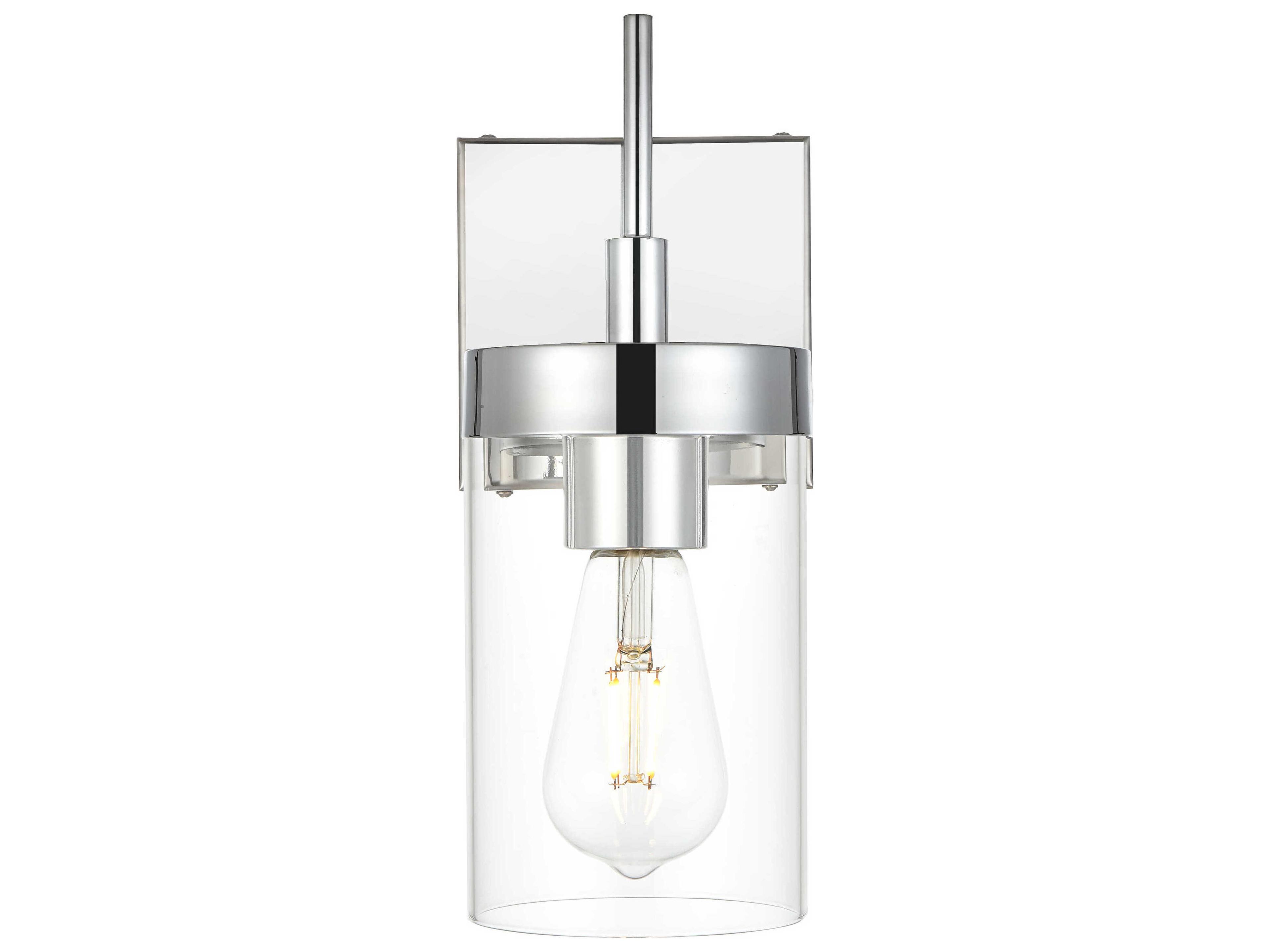 Elegant Lighting Benny 1-Light Chrome Glass Wall Sconce