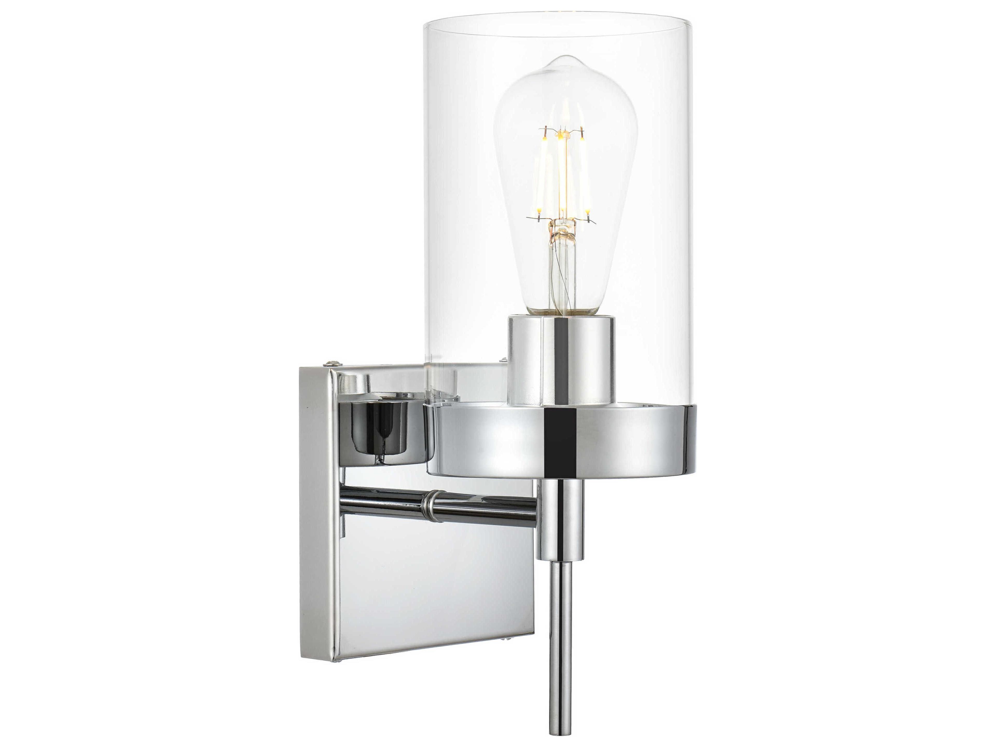 Elegant Lighting Benny 1-Light Chrome Glass Wall Sconce