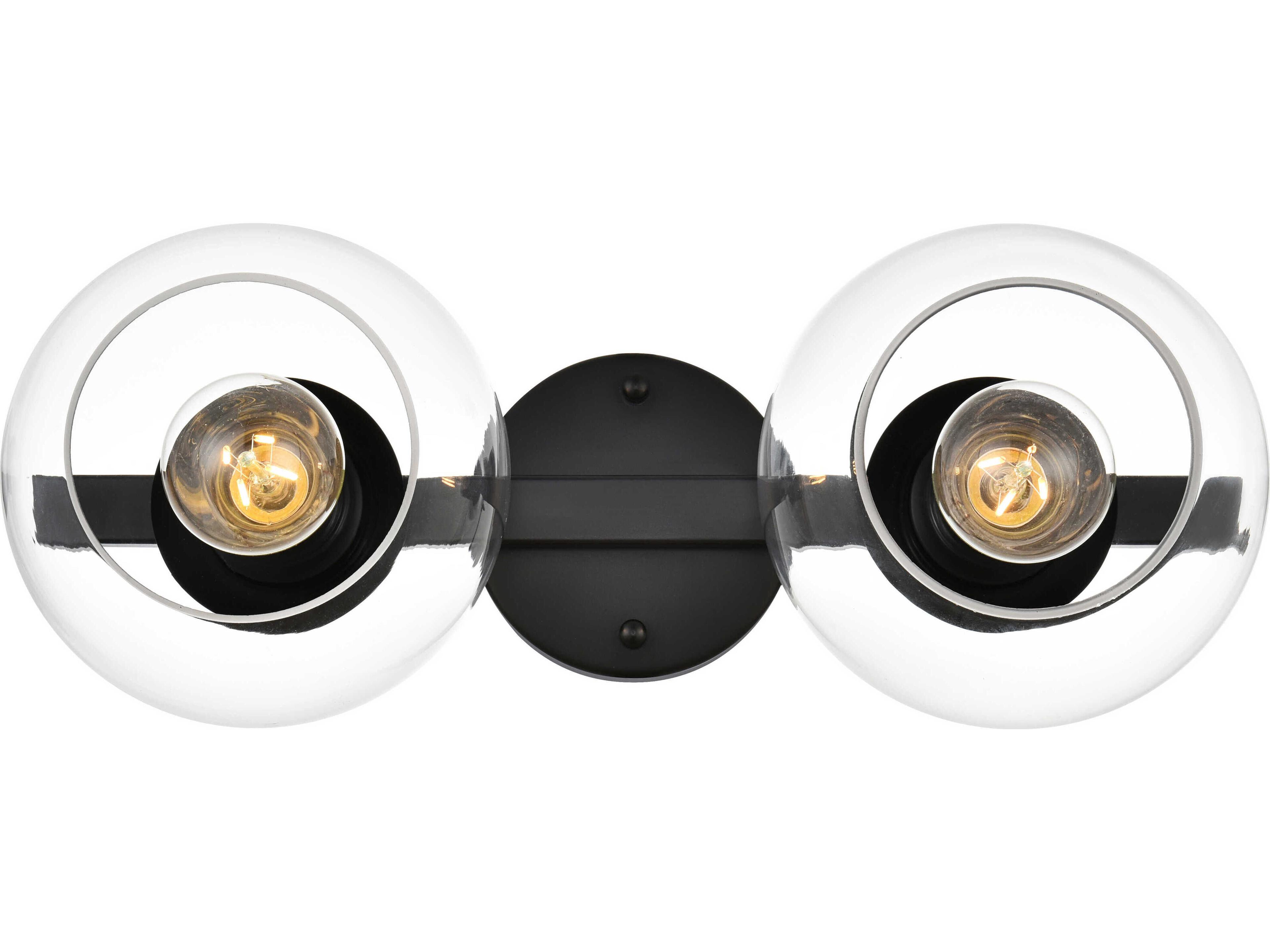 Elegant Lighting Rogelio 2-Light Black Glass Vanity Light