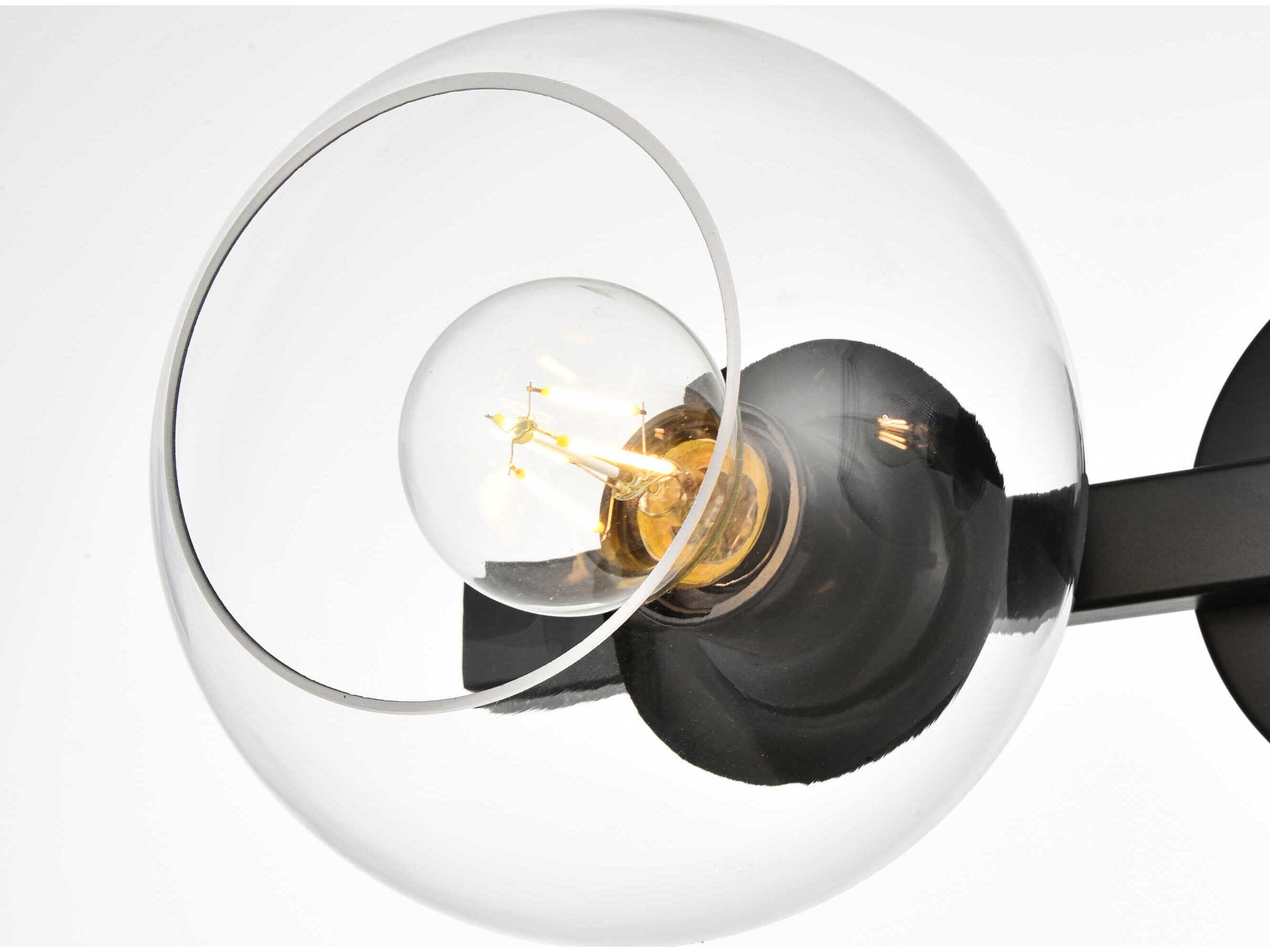 Elegant Lighting Rogelio 2-Light Black Glass Vanity Light