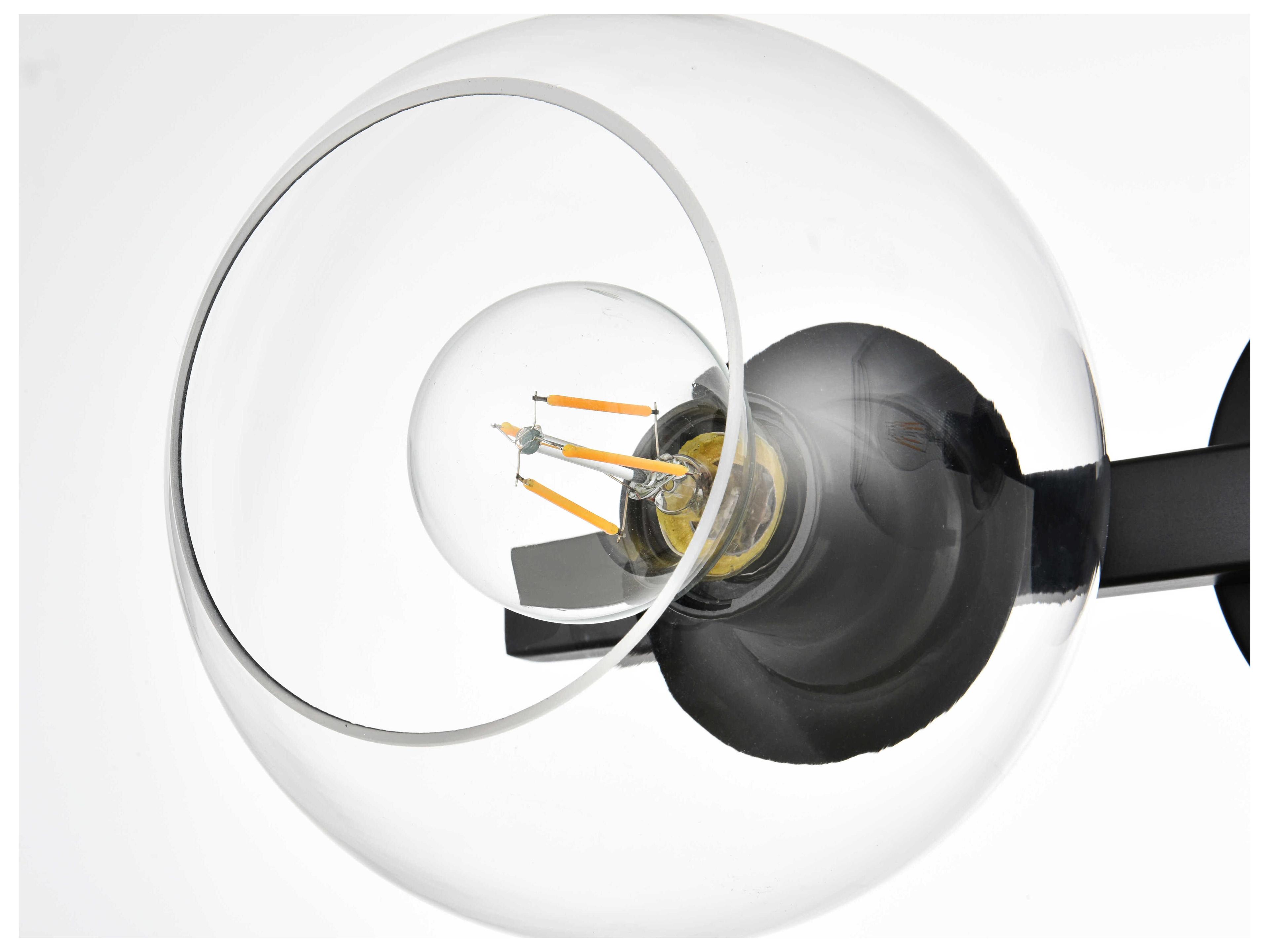 Elegant Lighting Rogelio 2-Light Black Glass Vanity Light