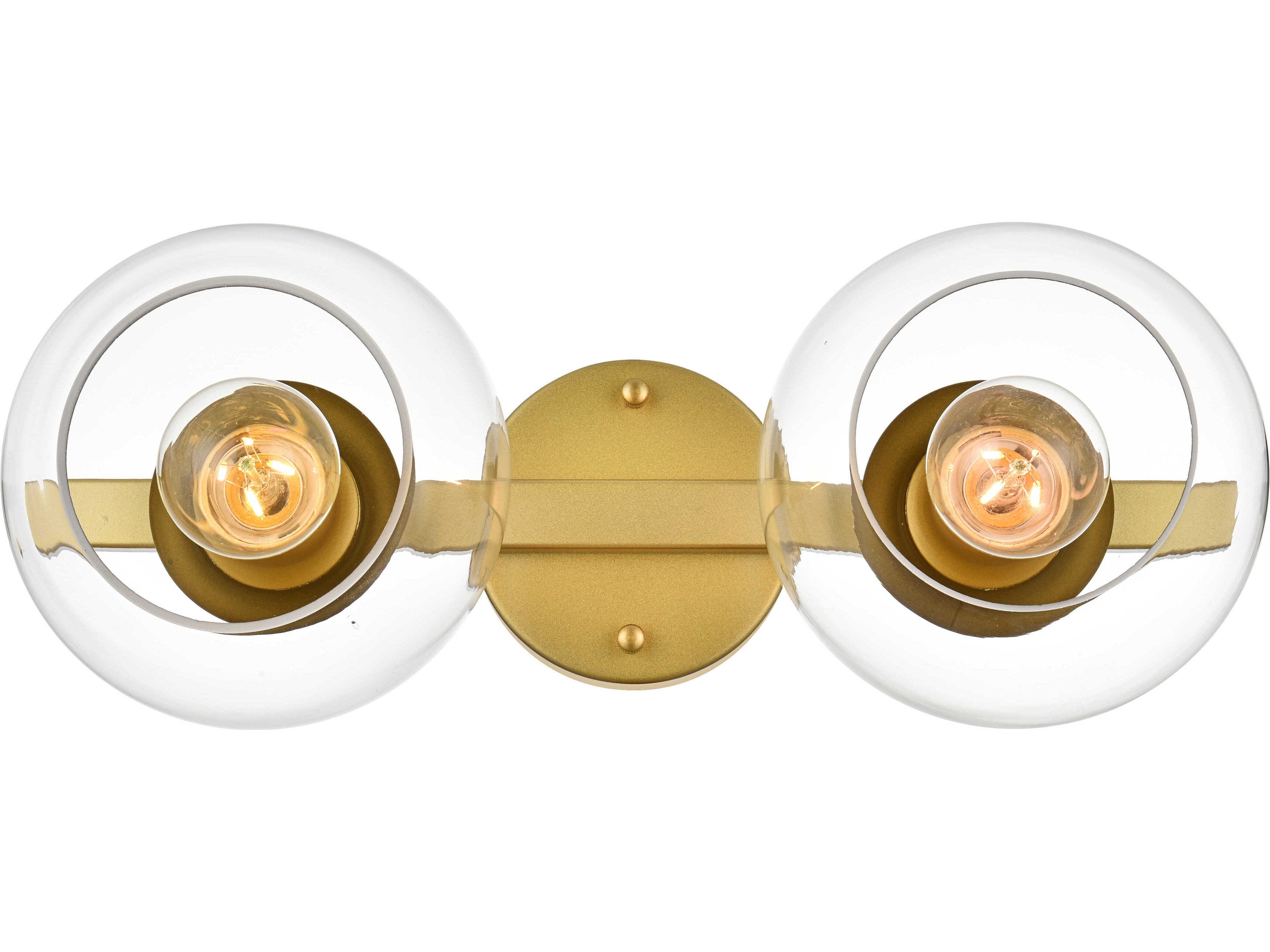 Elegant Lighting Rogelio 2-Light Brass Glass Vanity Light