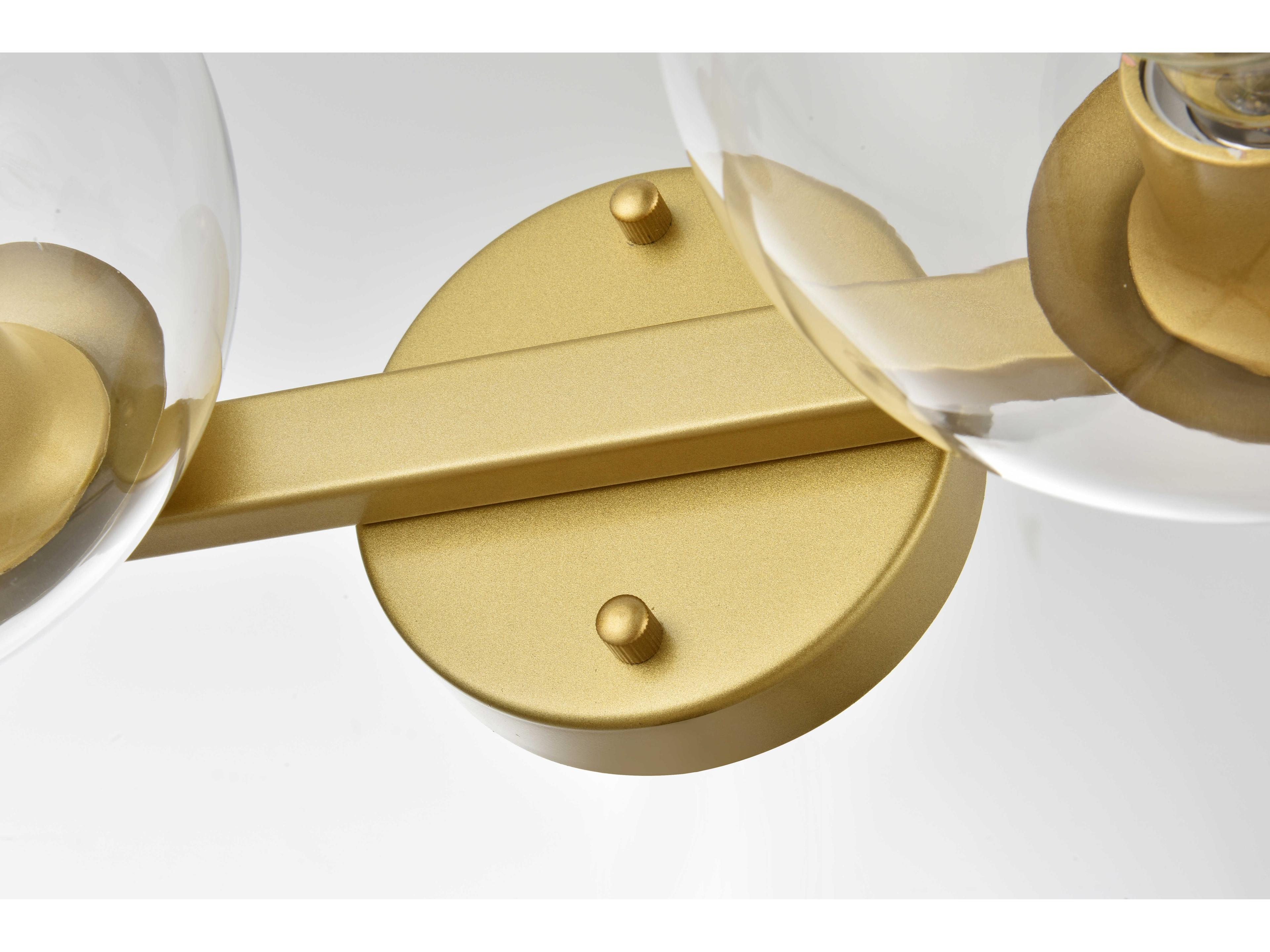 Elegant Lighting Rogelio 2-Light Brass Glass Vanity Light