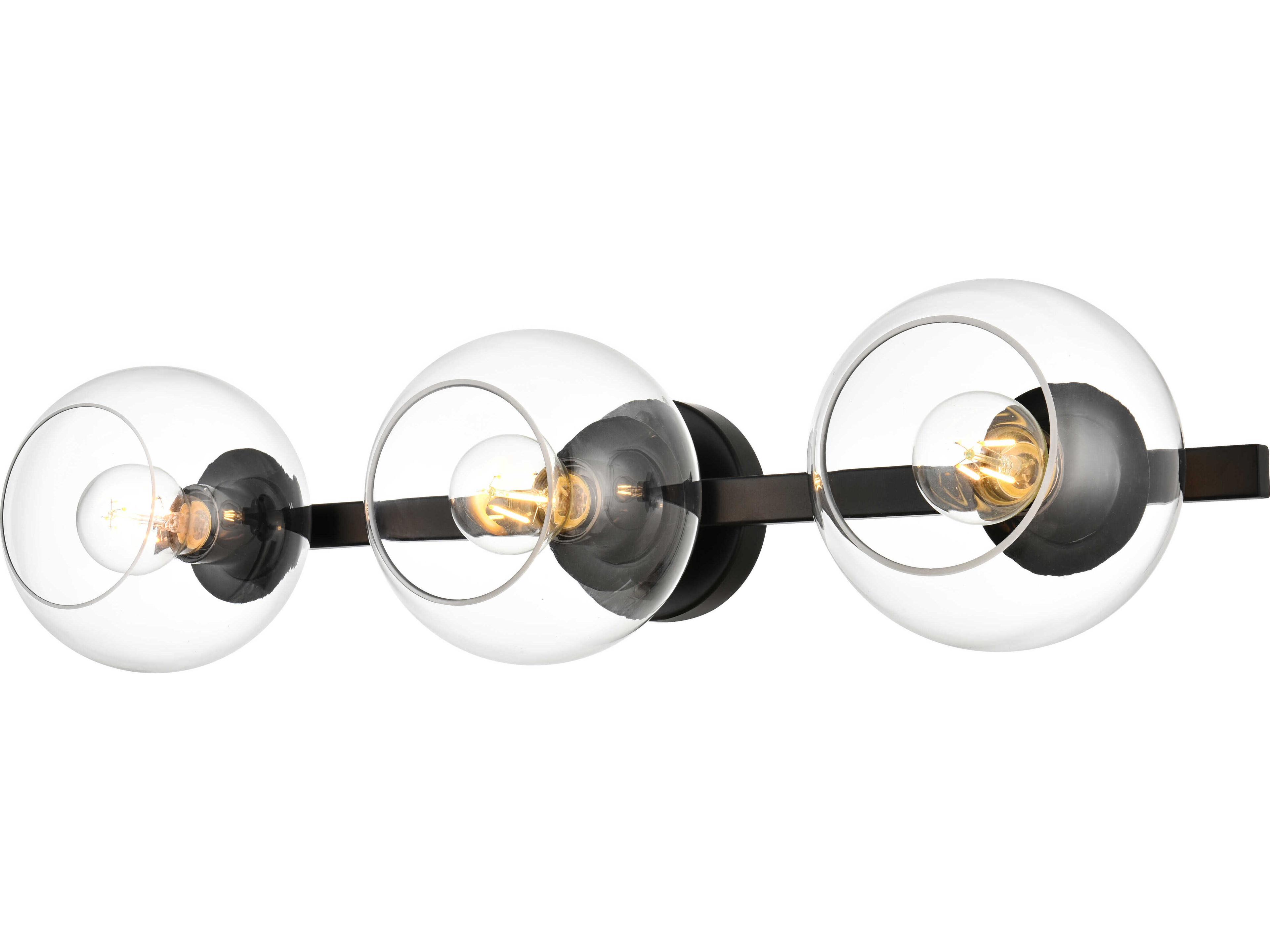 Rogelio 3-Light Black Glass Vanity Light