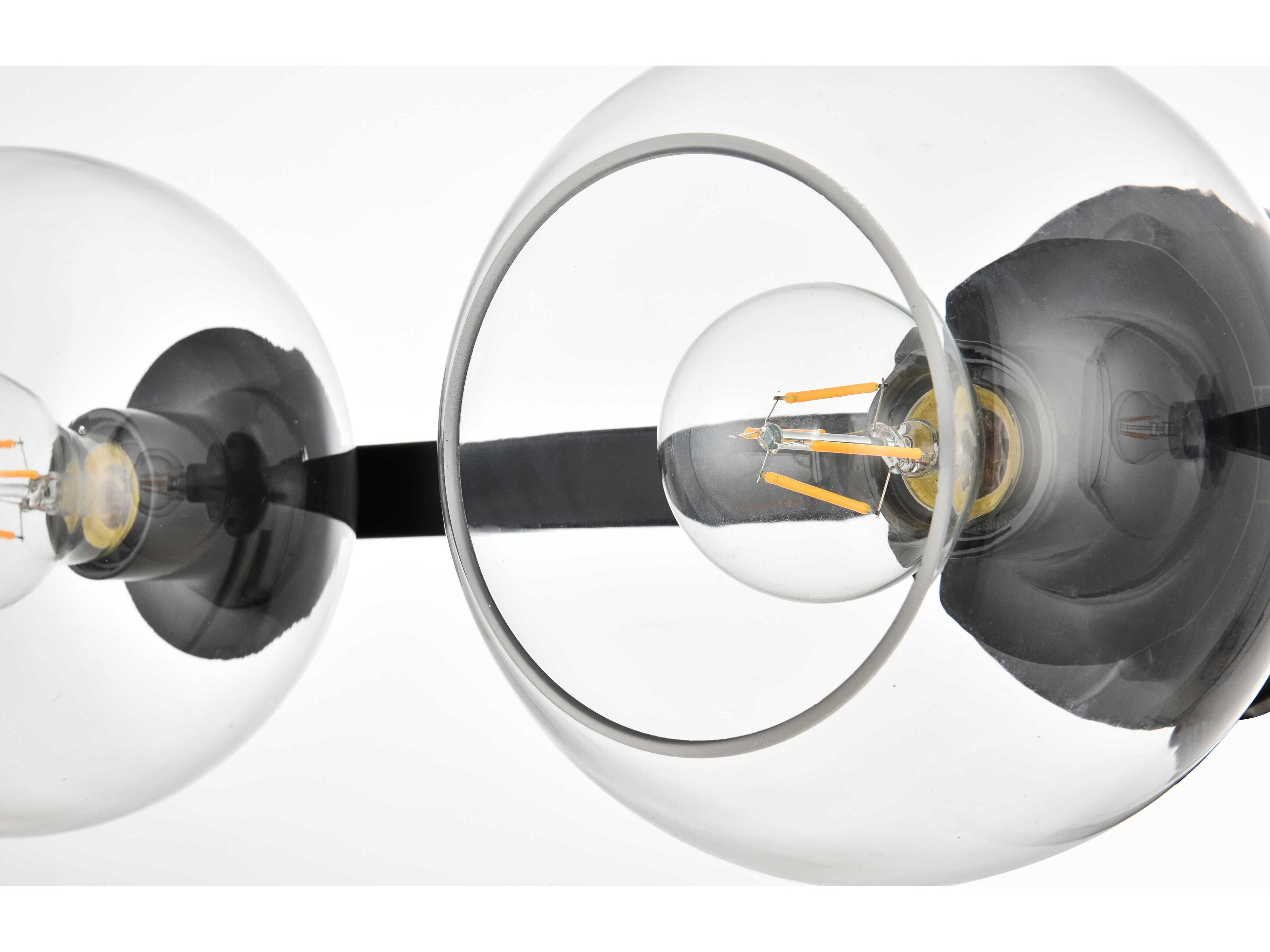 Elegant Lighting Rogelio 3-Light Black Glass Vanity Light