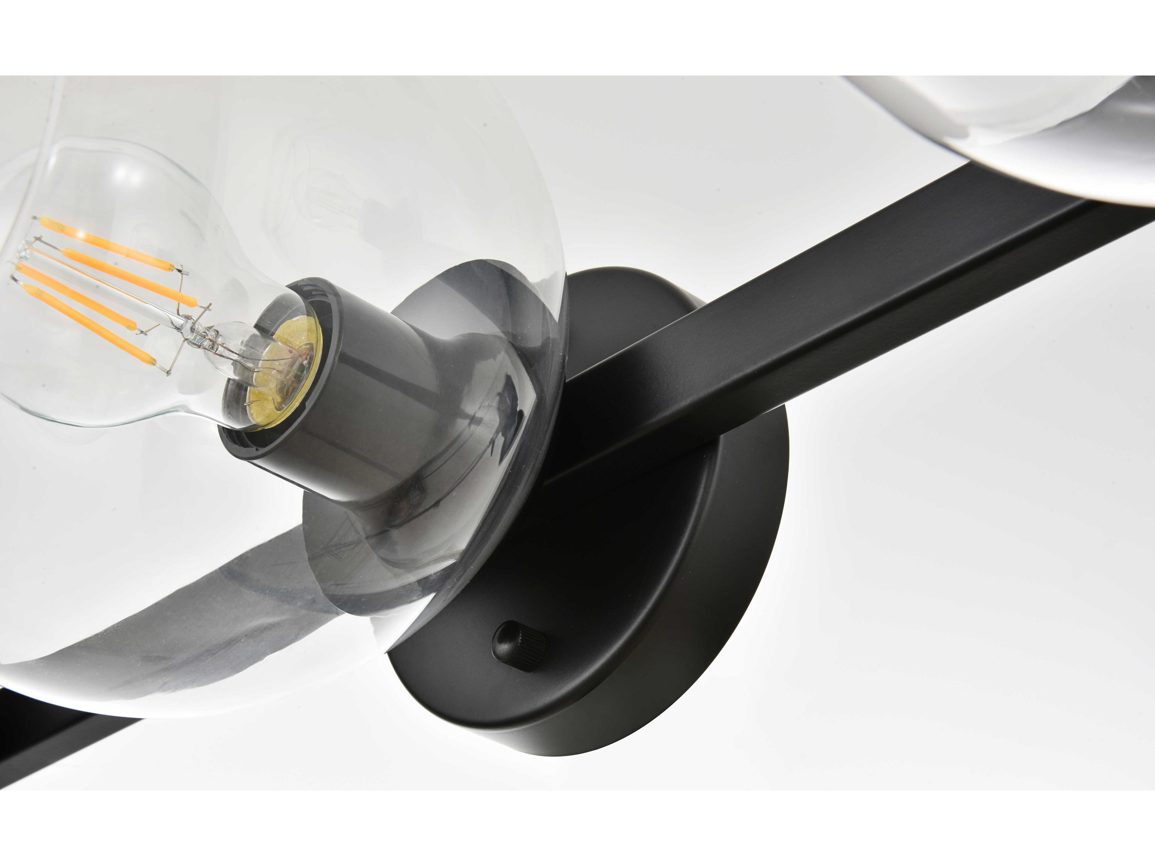 Elegant Lighting Rogelio 3-Light Black Glass Vanity Light