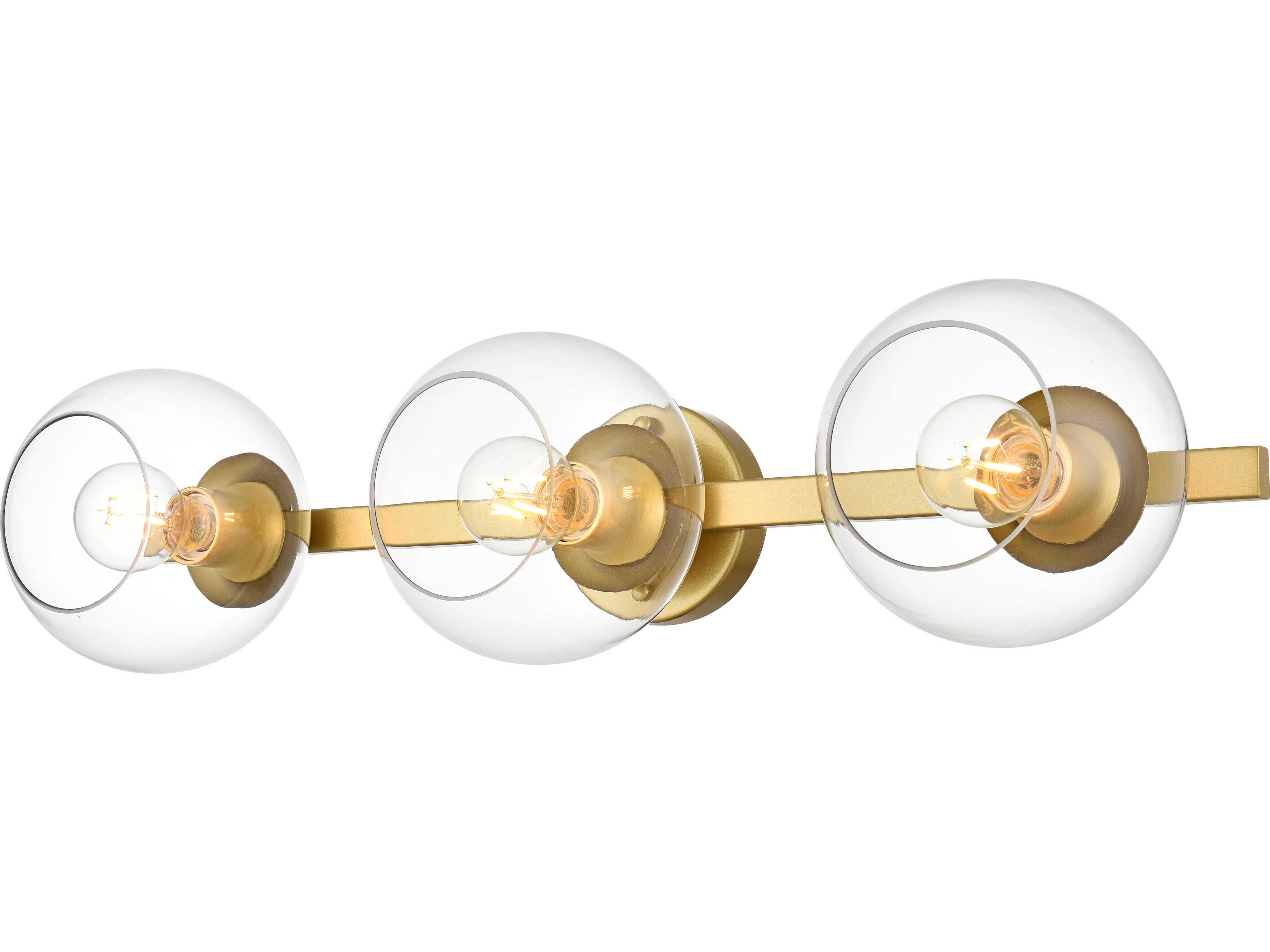 Rogelio 3-Light Brass Glass Vanity Light
