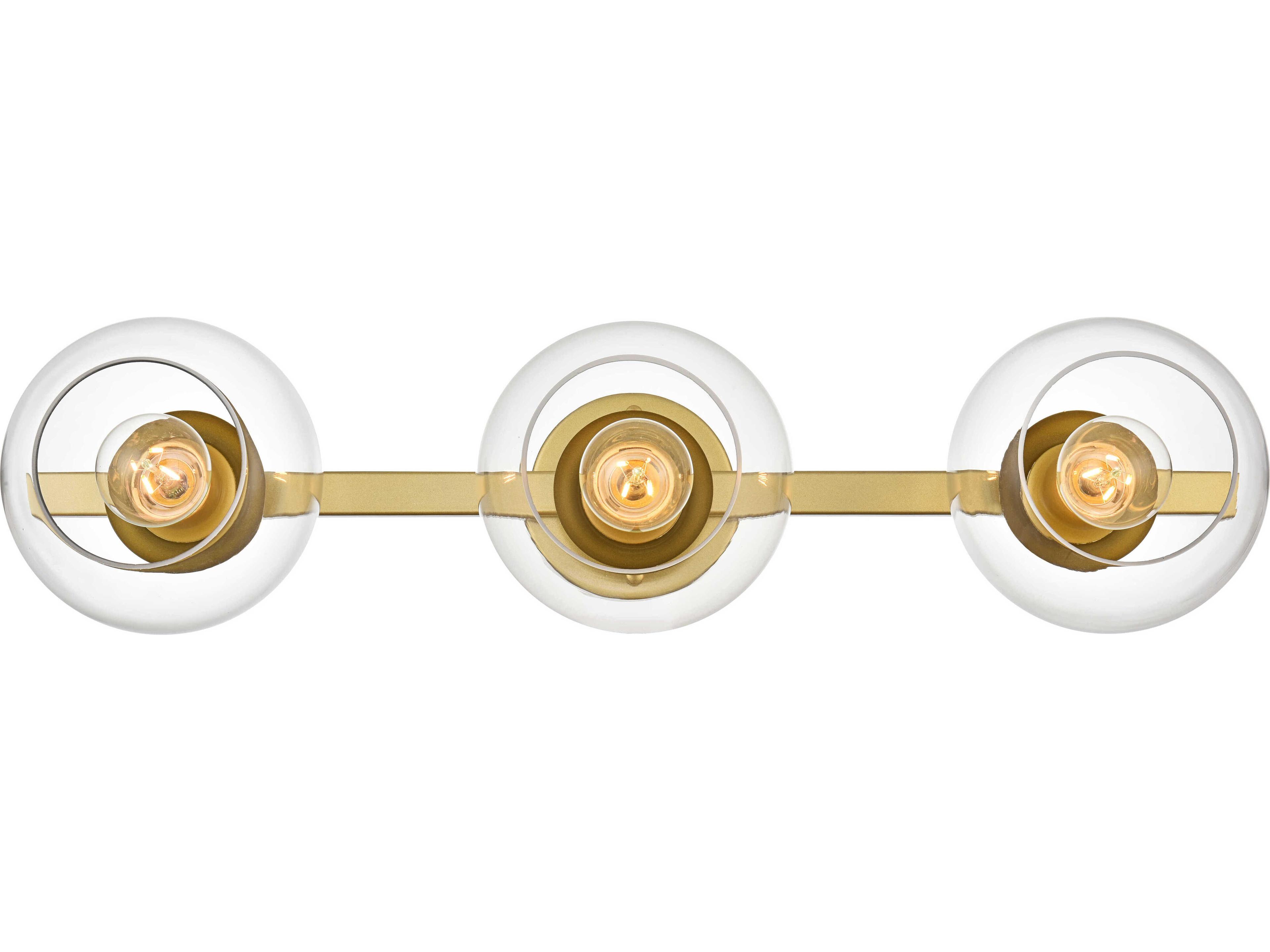 Elegant Lighting Rogelio 3-Light Brass Glass Vanity Light