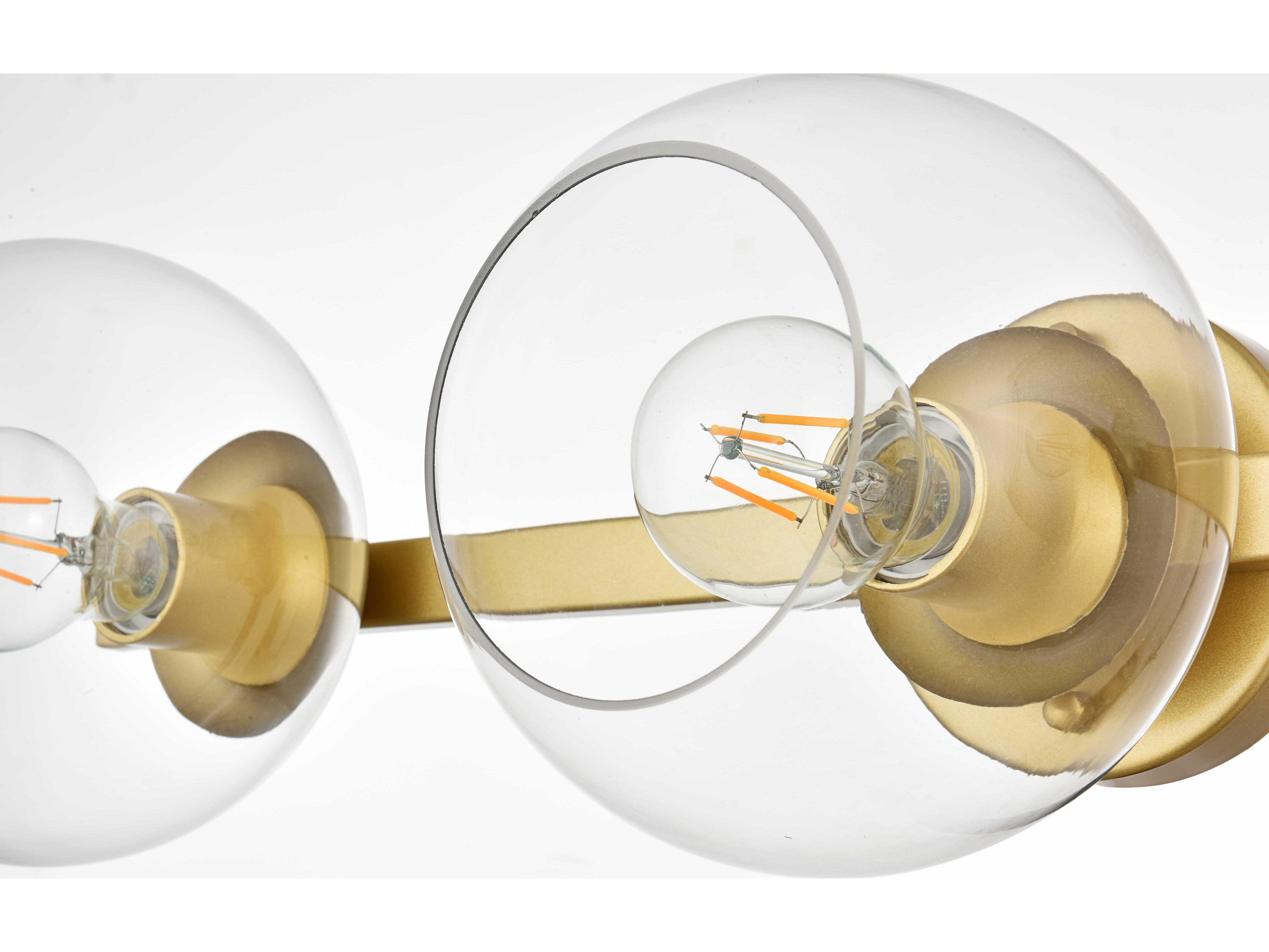 Elegant Lighting Rogelio 3-Light Brass Glass Vanity Light