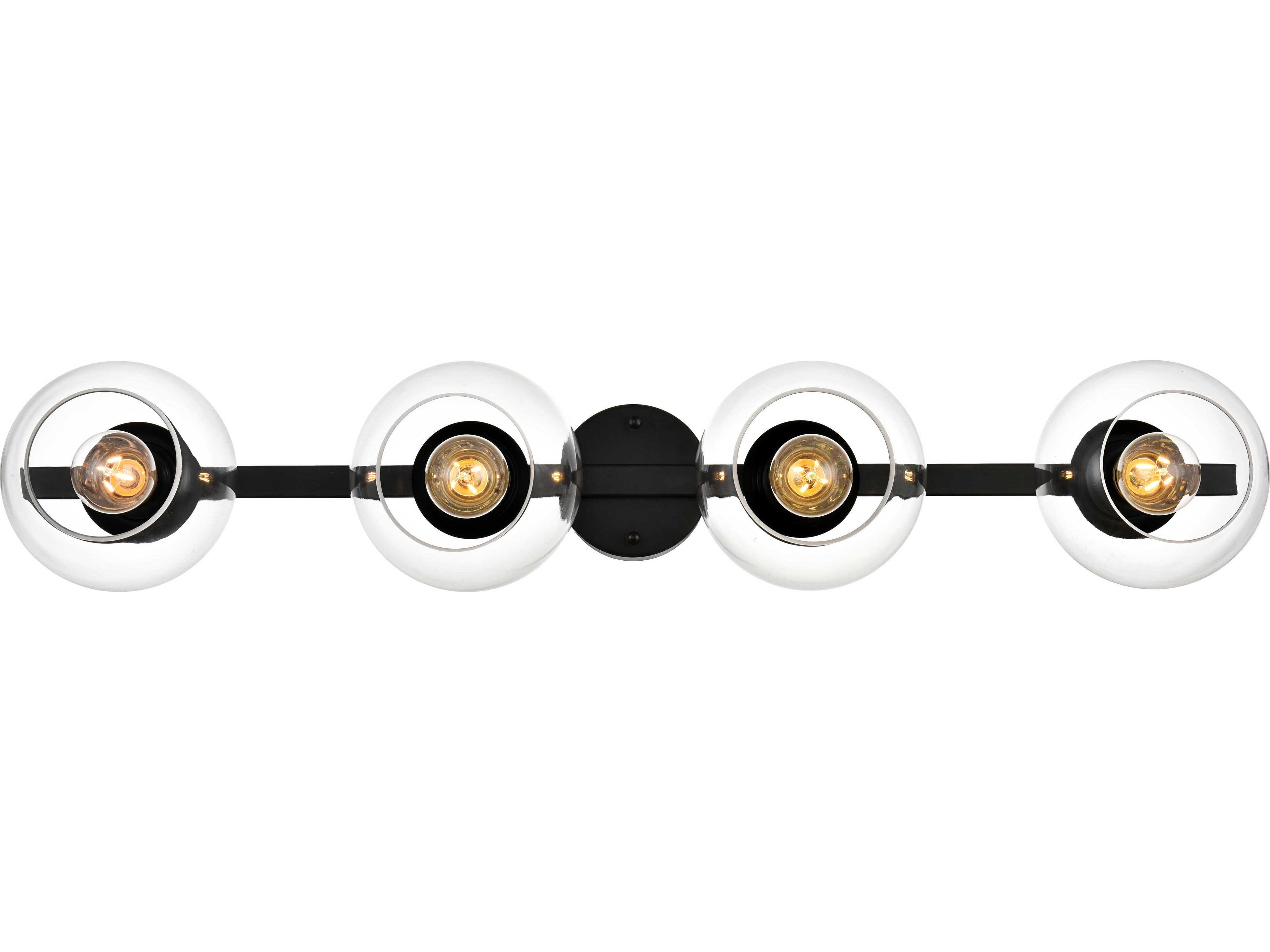 Elegant Lighting Rogelio 4-Light Black Glass Vanity Light