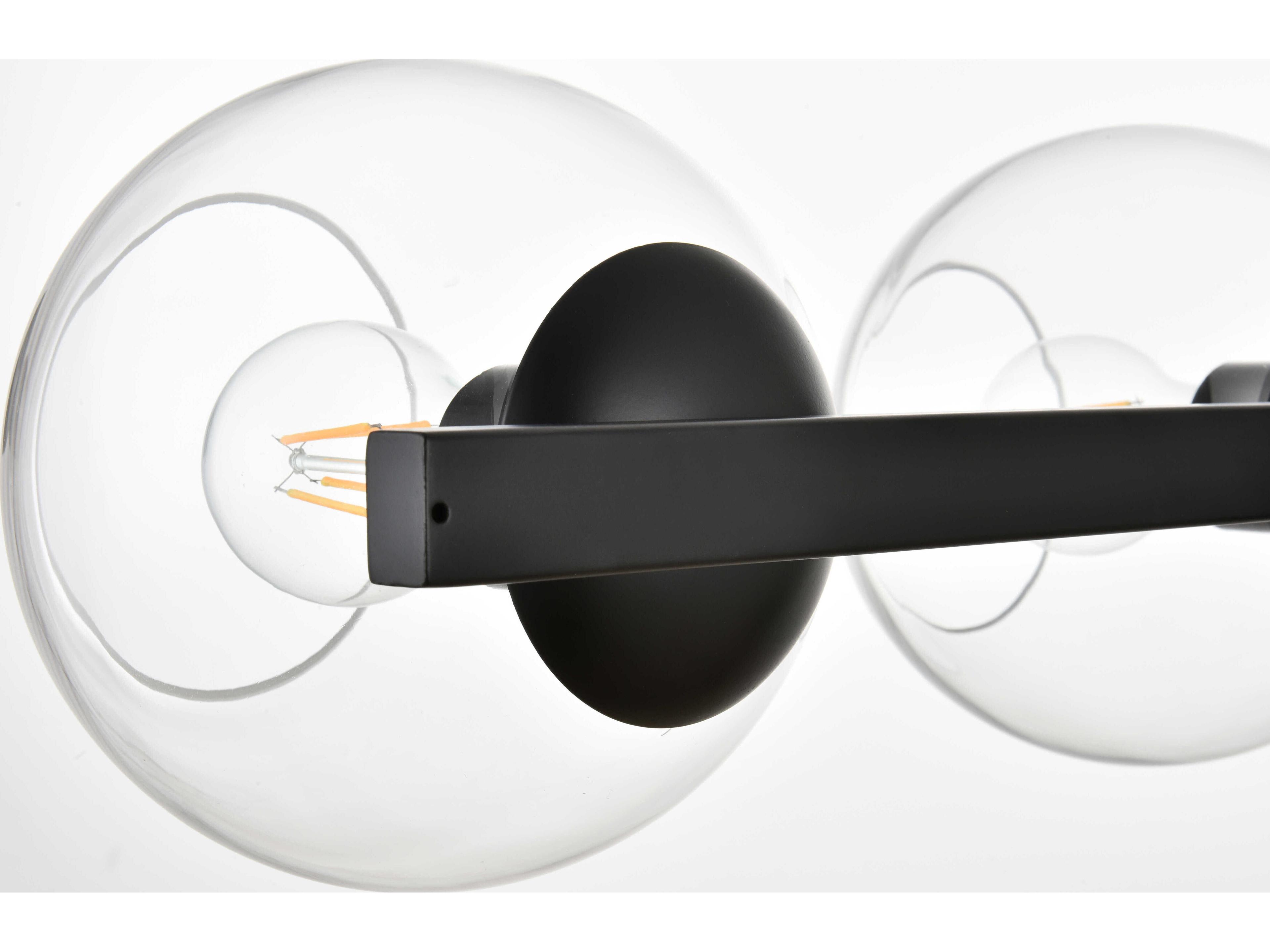 Elegant Lighting Rogelio 4-Light Black Glass Vanity Light