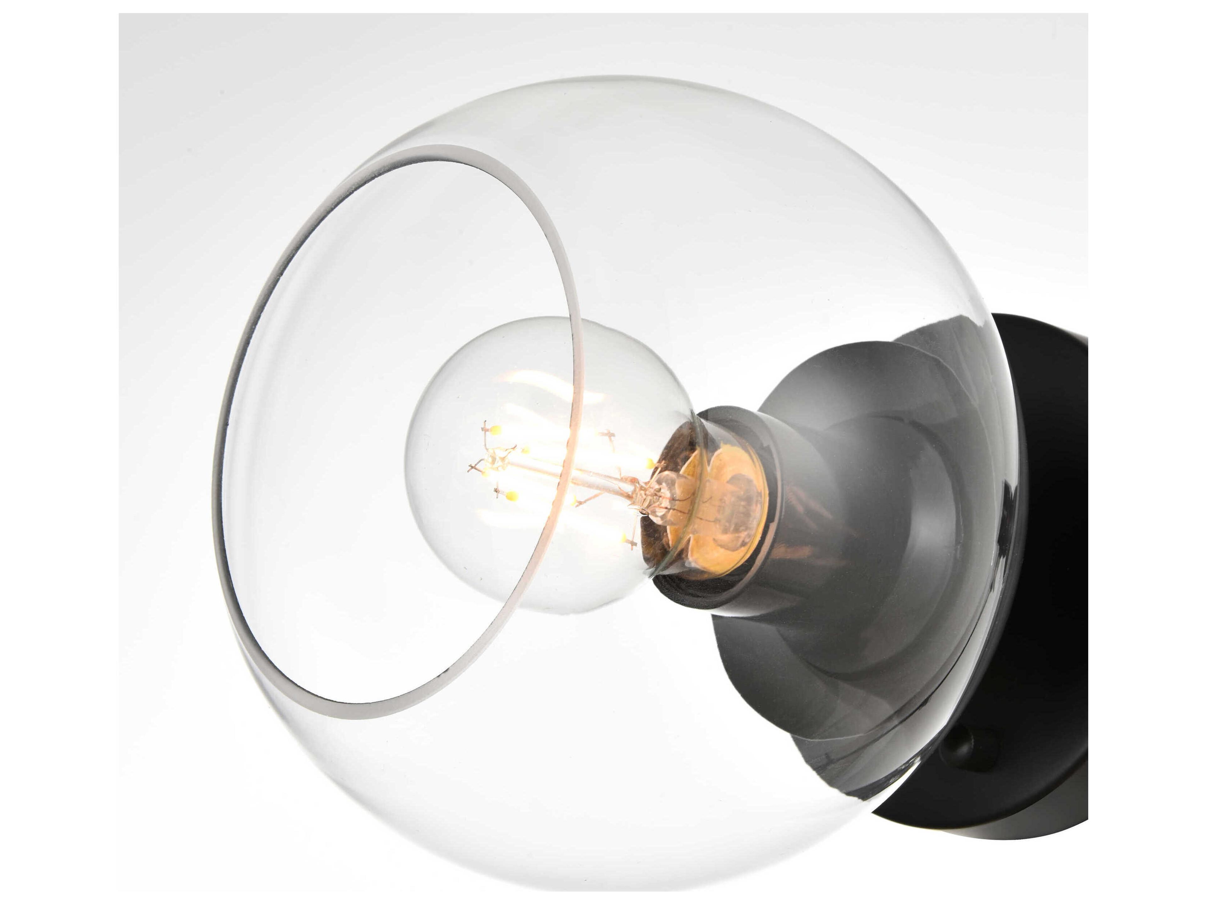 Elegant Lighting Rogelio 1-Light Black Glass Wall Sconce