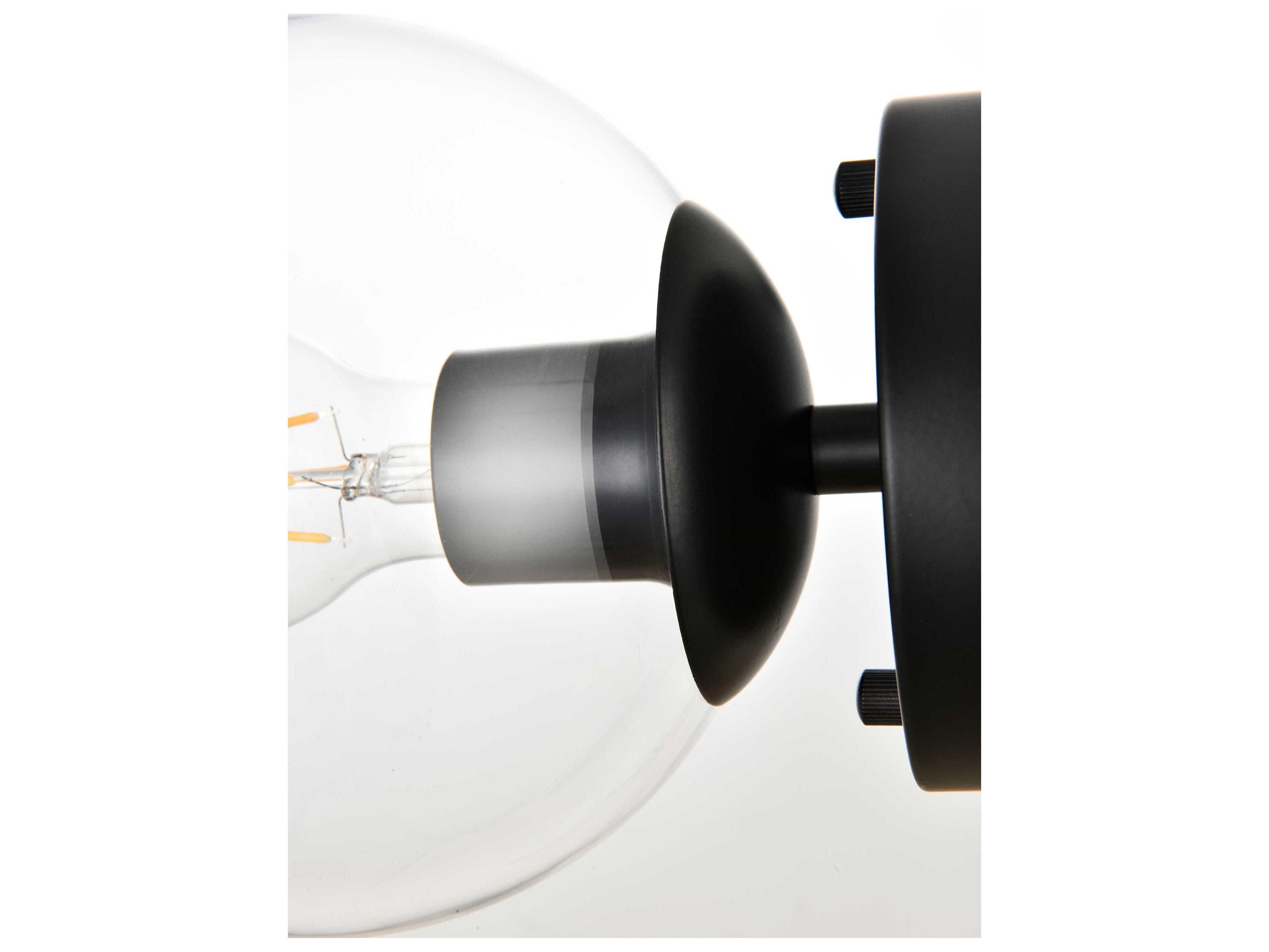 Elegant Lighting Rogelio 1-Light Black Glass Wall Sconce