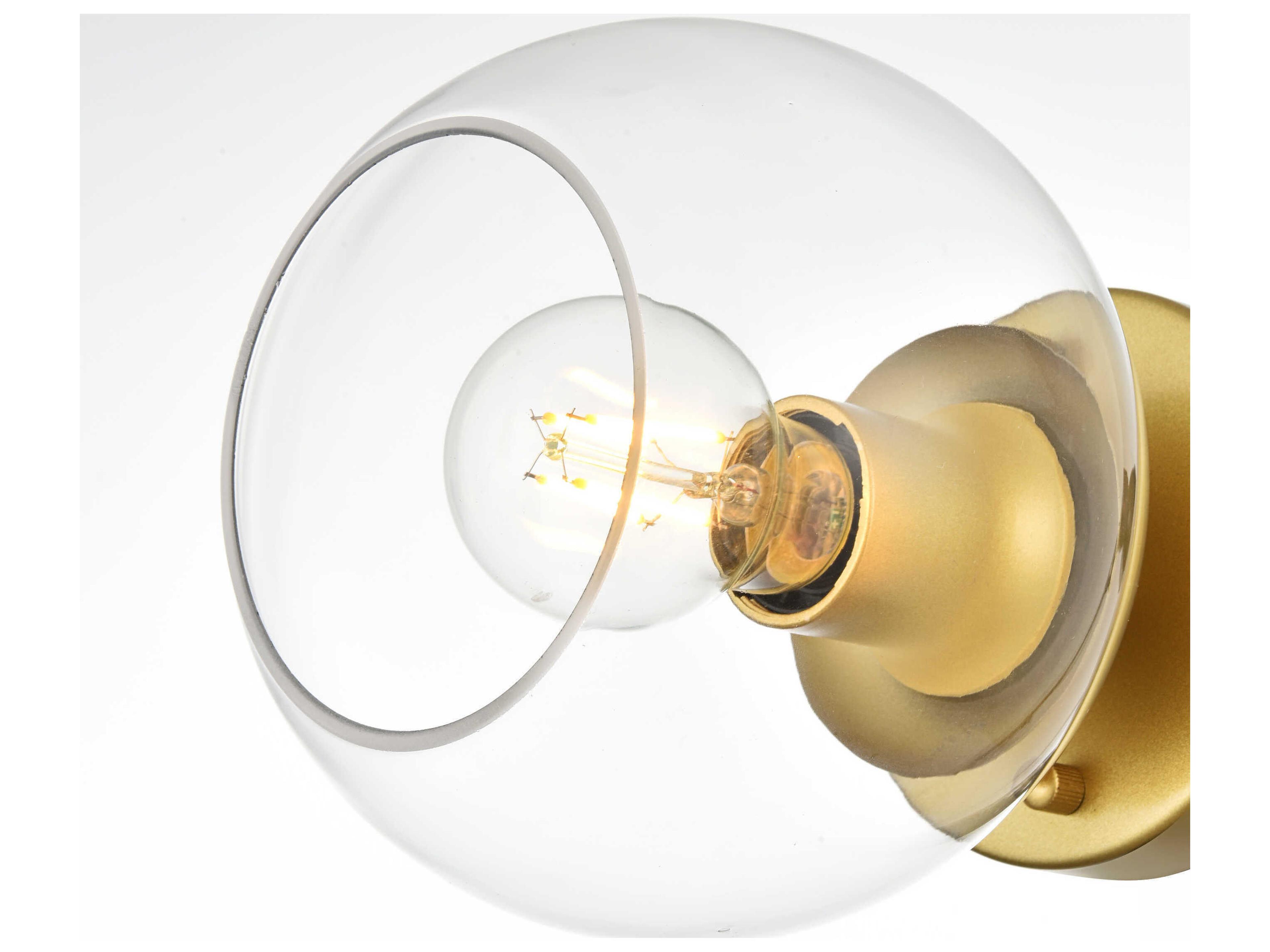 Elegant Lighting Rogelio 1-Light Brass Clear Glass Wall Sconce