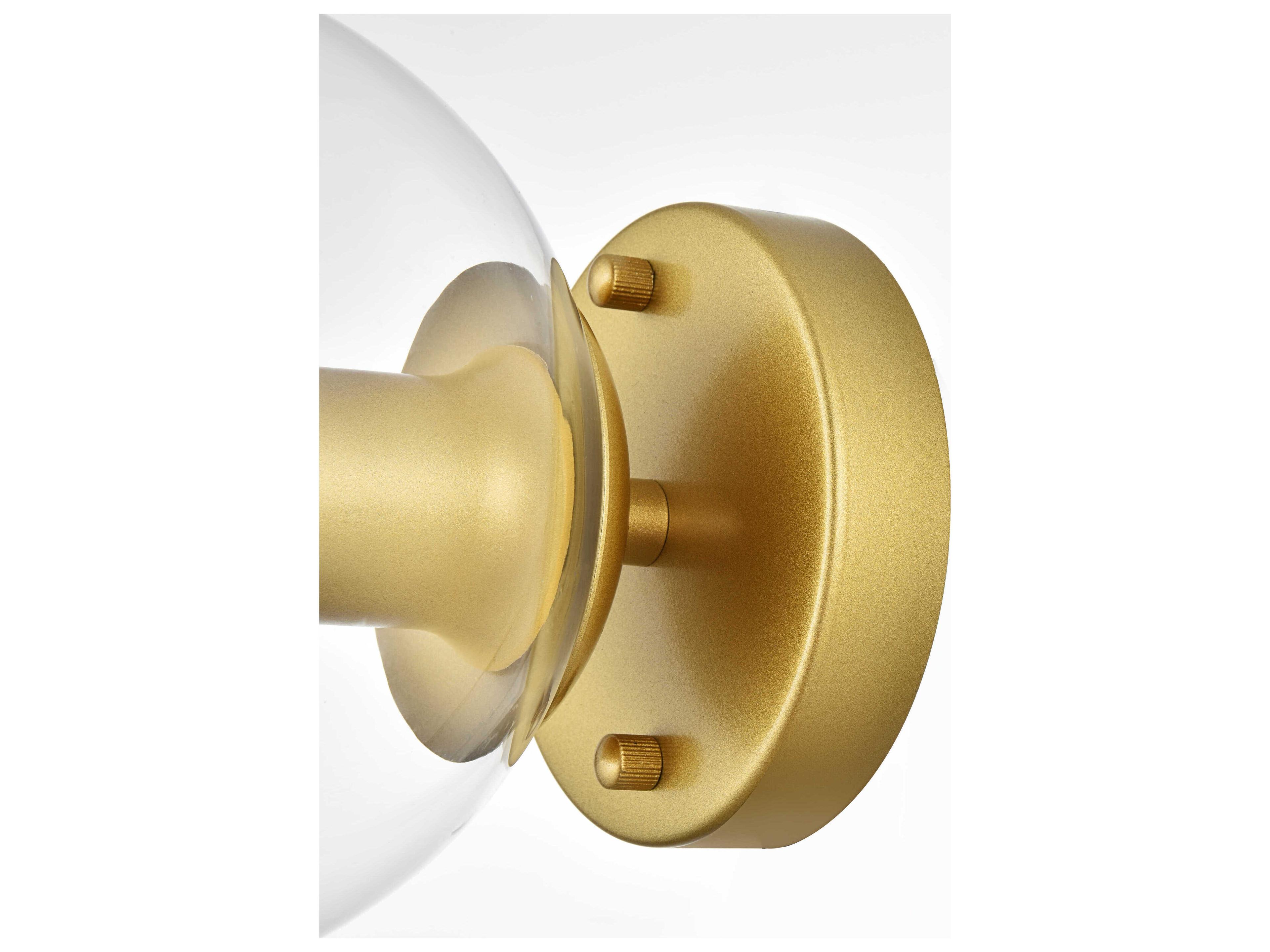 Elegant Lighting Rogelio 1-Light Brass Clear Glass Wall Sconce