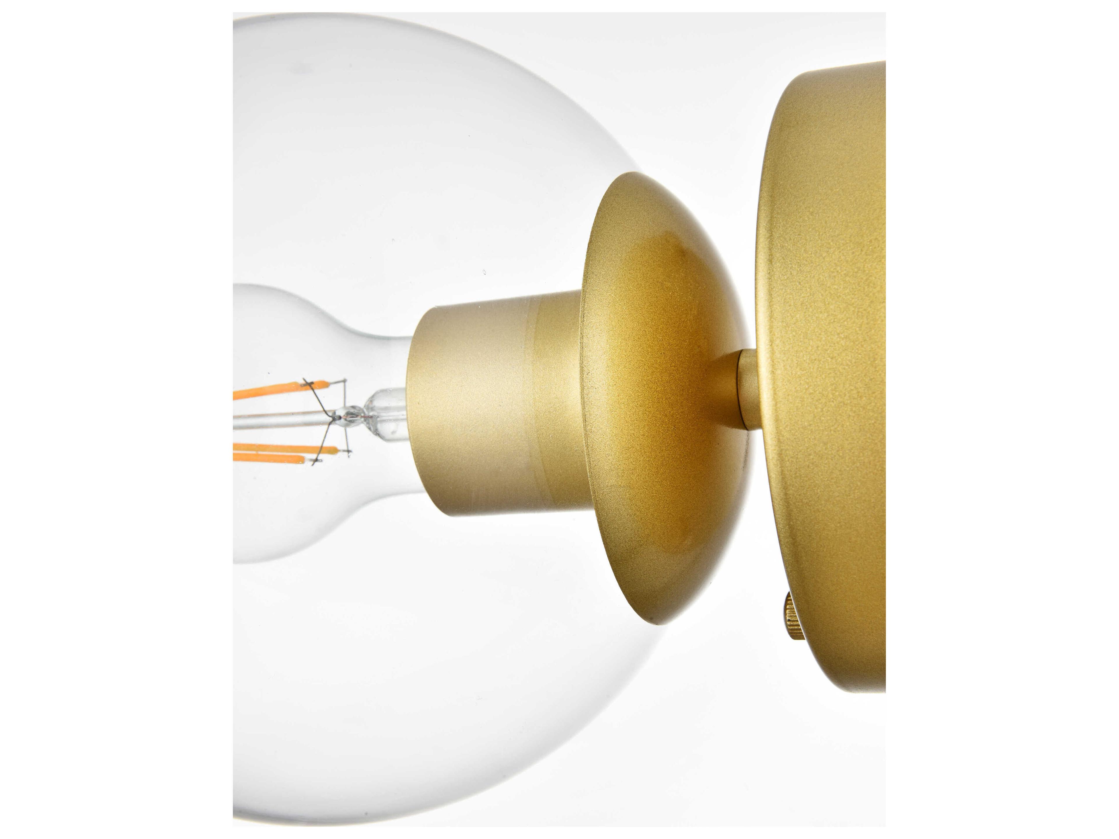 Elegant Lighting Rogelio 1-Light Brass Clear Glass Wall Sconce