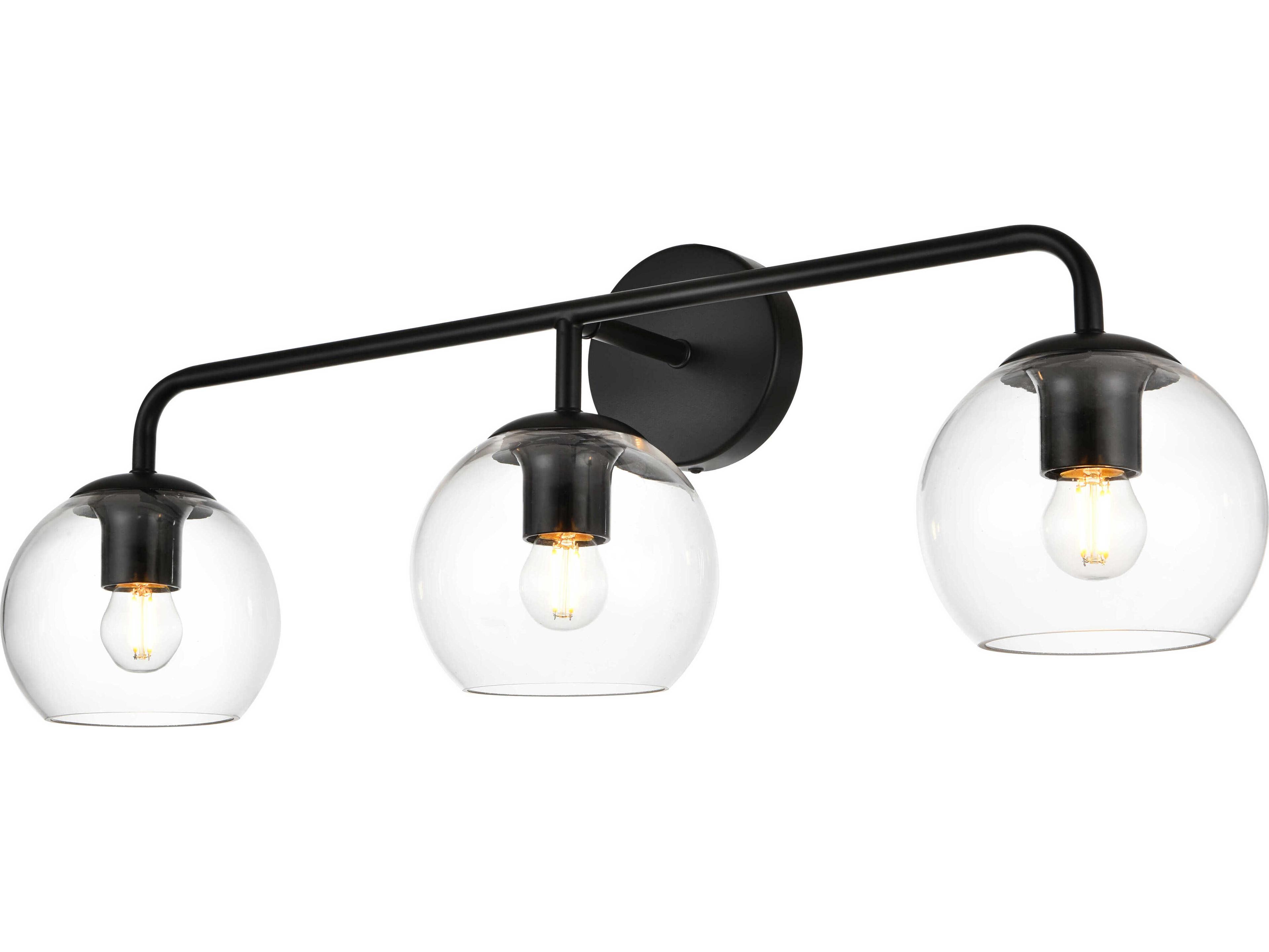 Genesis 3-Light Black Glass Vanity Light