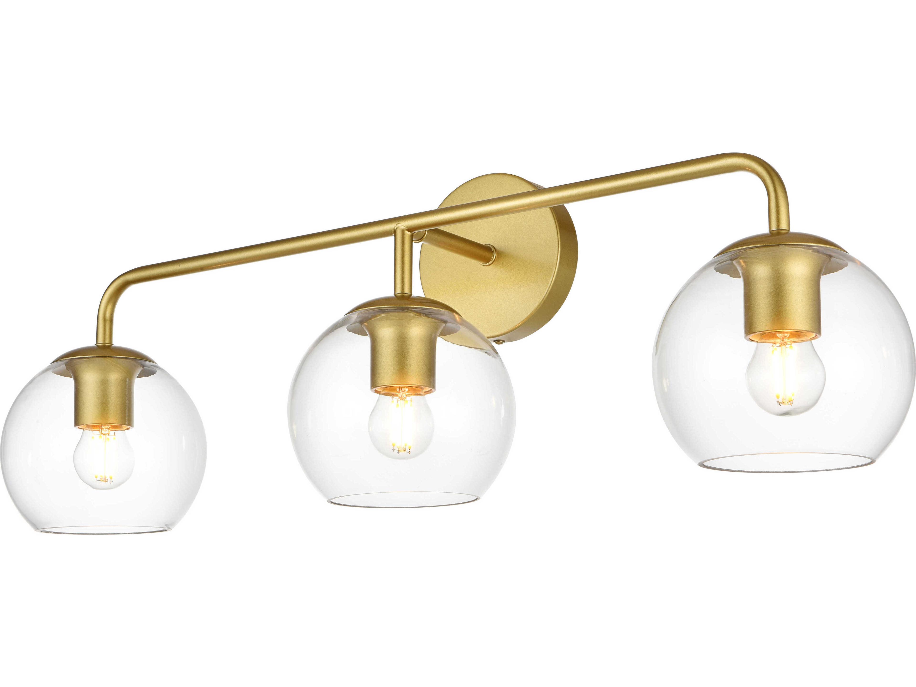 Genesis 3-Light Brass Glass Vanity Light