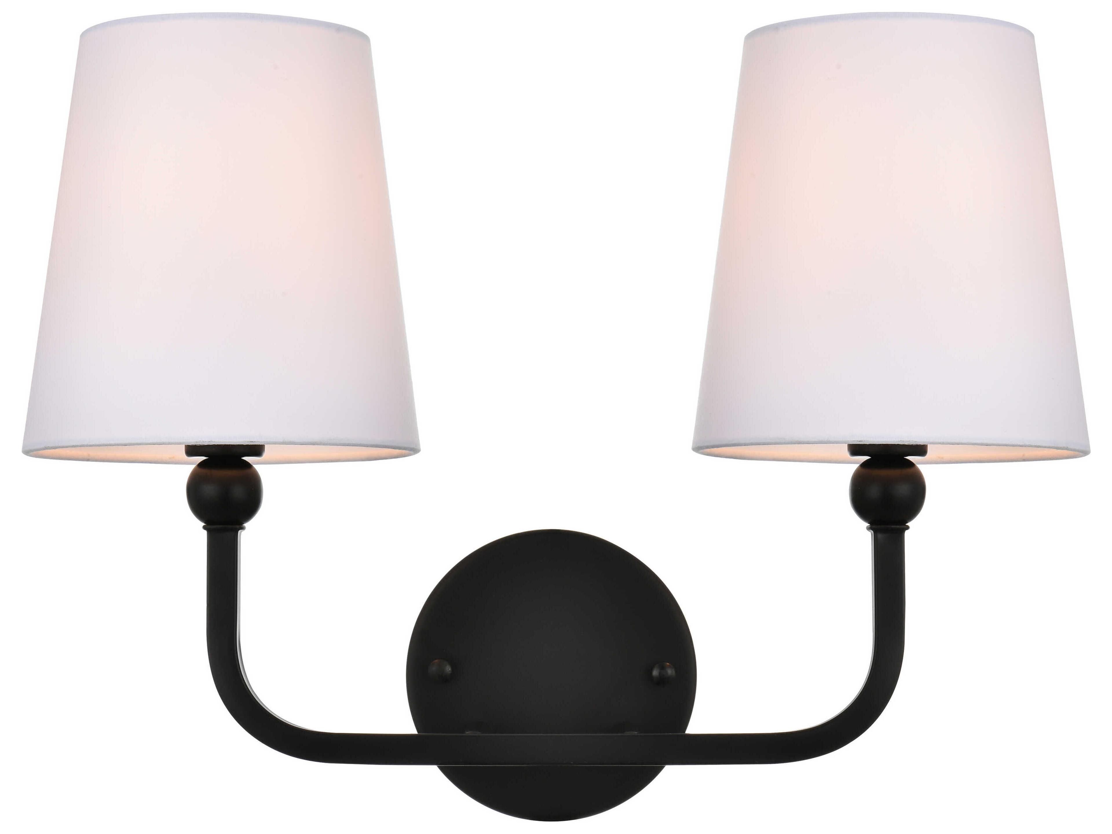 Elegant Lighting Colson 2-Light Black Glass Vanity Light