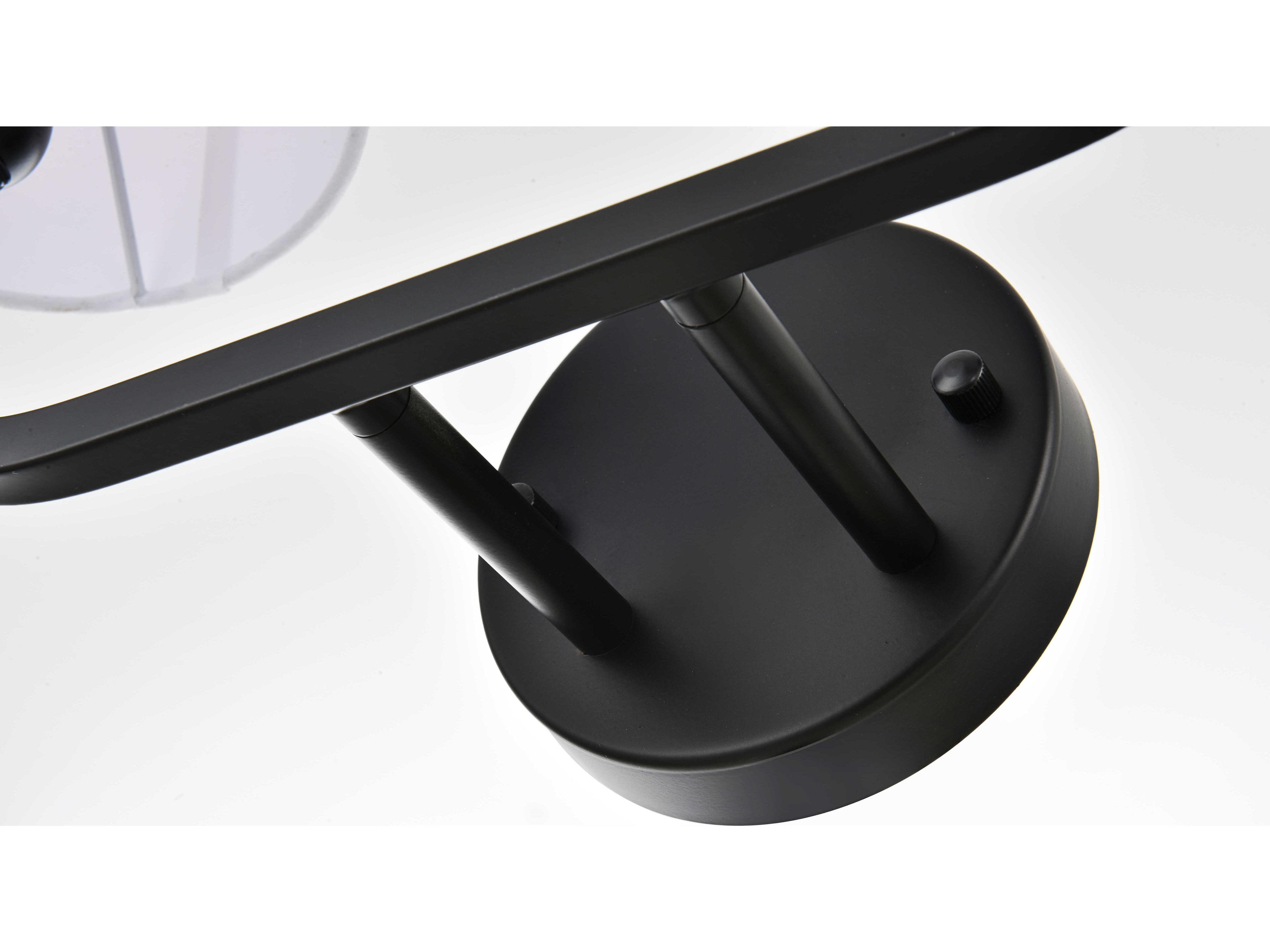 Elegant Lighting Colson 2-Light Black Glass Vanity Light