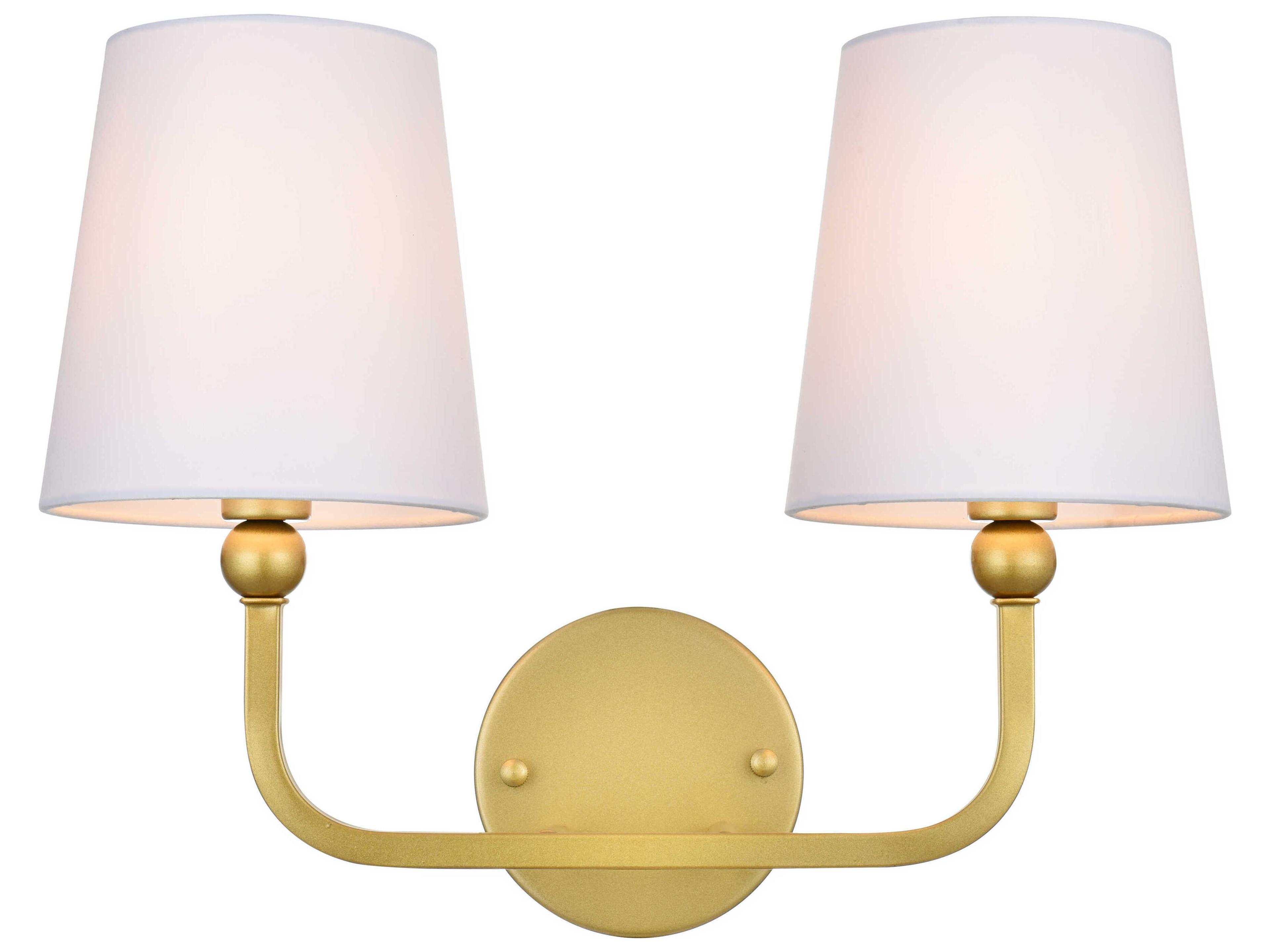 Elegant Lighting Colson 2-Light Brass Glass Vanity Light