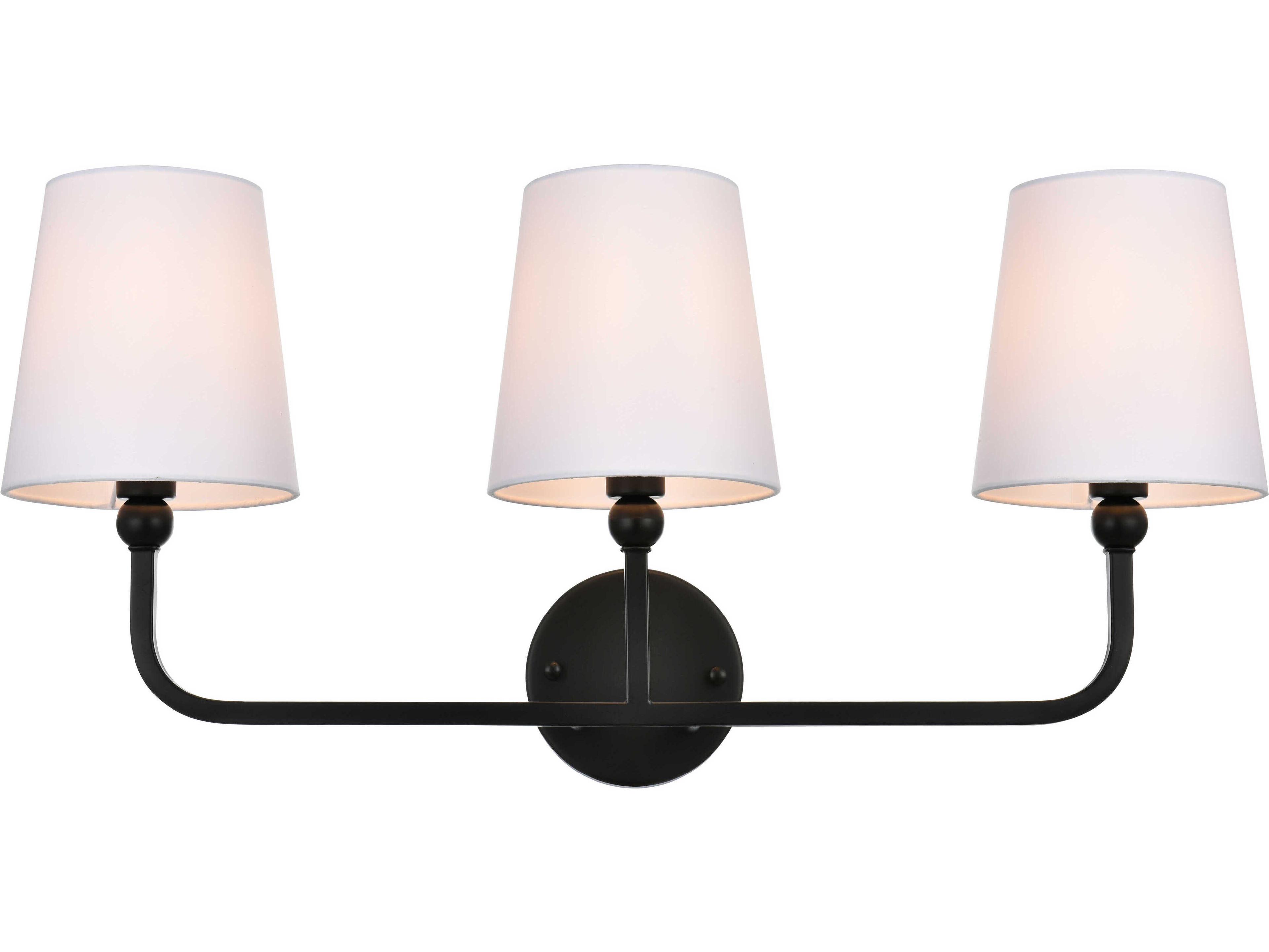 Elegant Lighting Colson 3-Light Black Glass Vanity Light