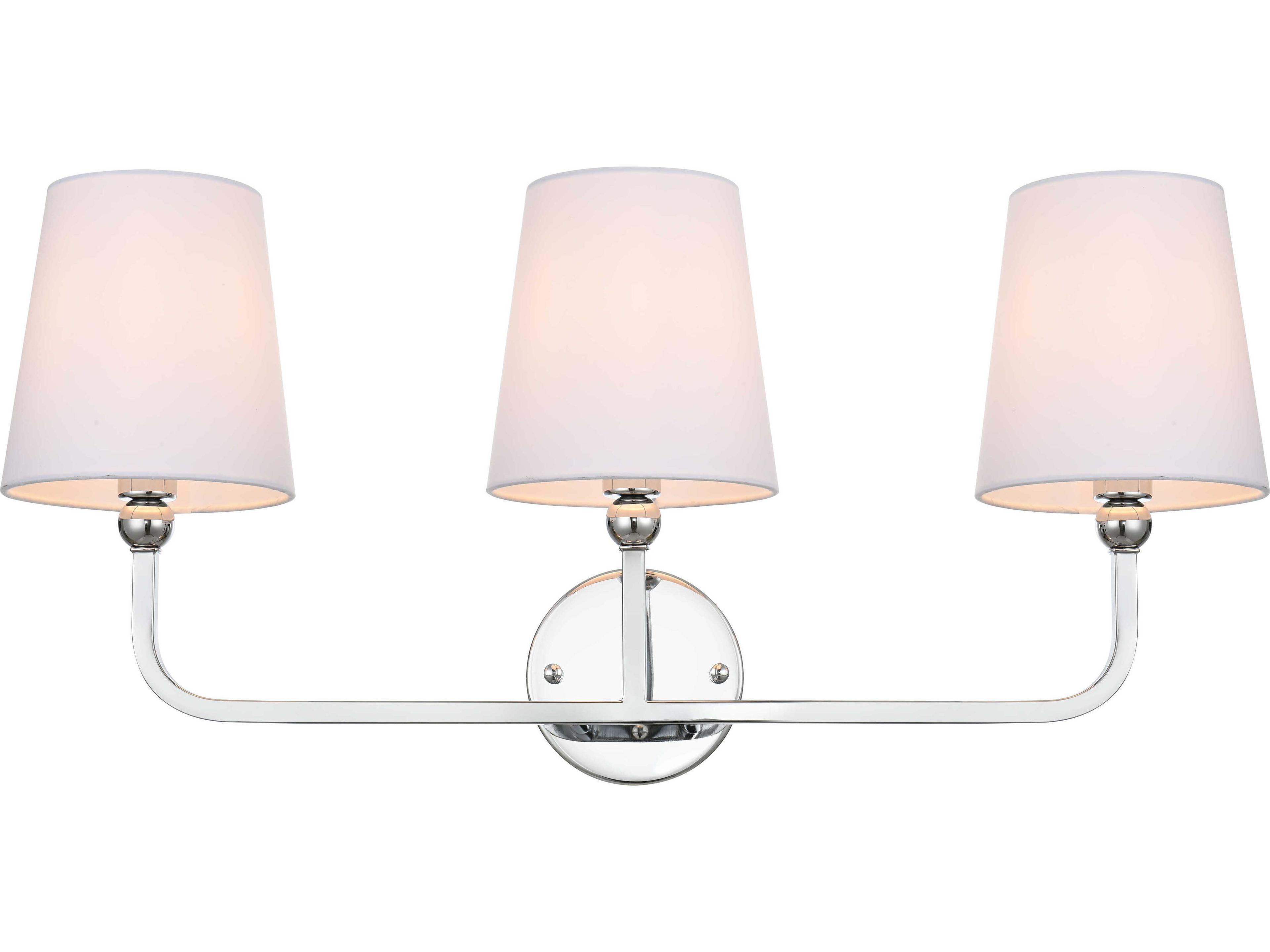 Elegant Lighting Colson 3-Light Chrome Brass Glass Vanity Light