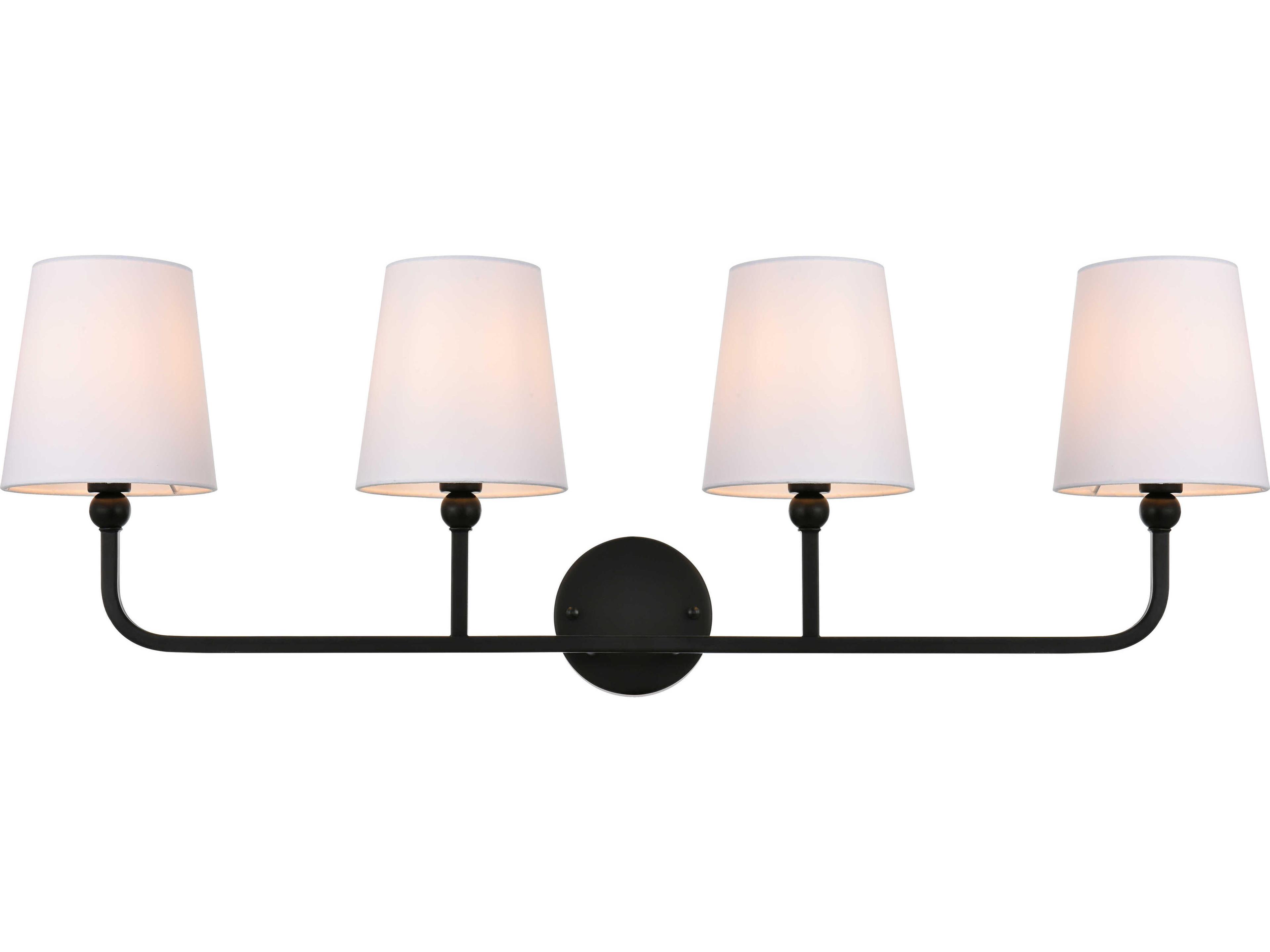 Elegant Lighting Colson 4-Light Black Glass Vanity Light