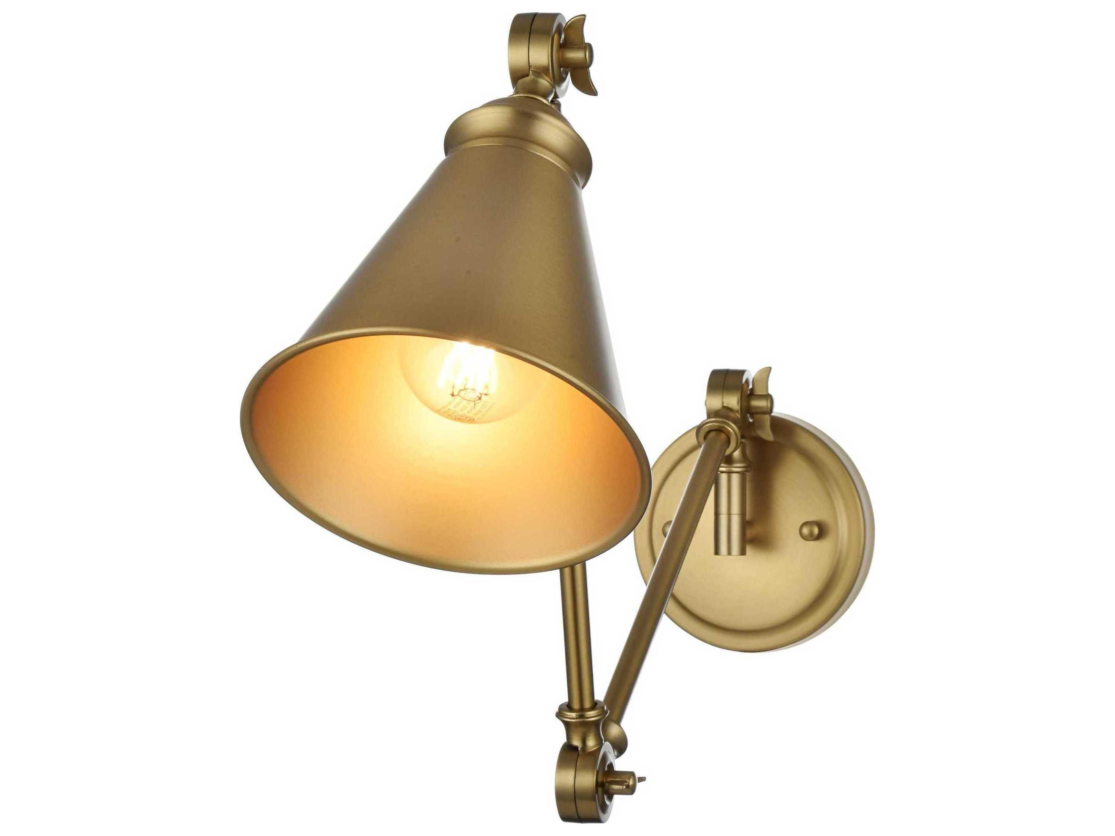 Elegant Lighting Vesa 1-Light Satin Gold Swing Wall Sconce