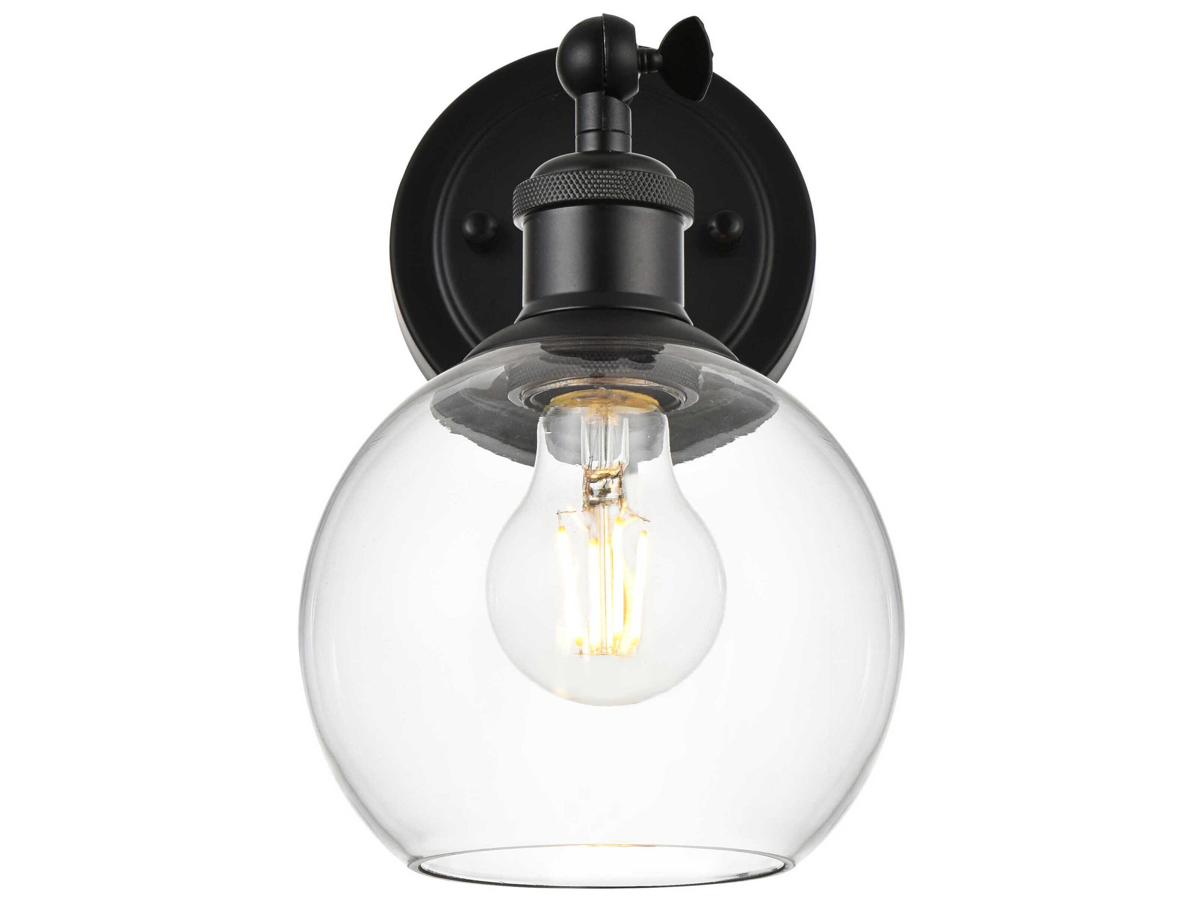 Elegant Lighting Kai 1-Light Black Glass Wall Sconce