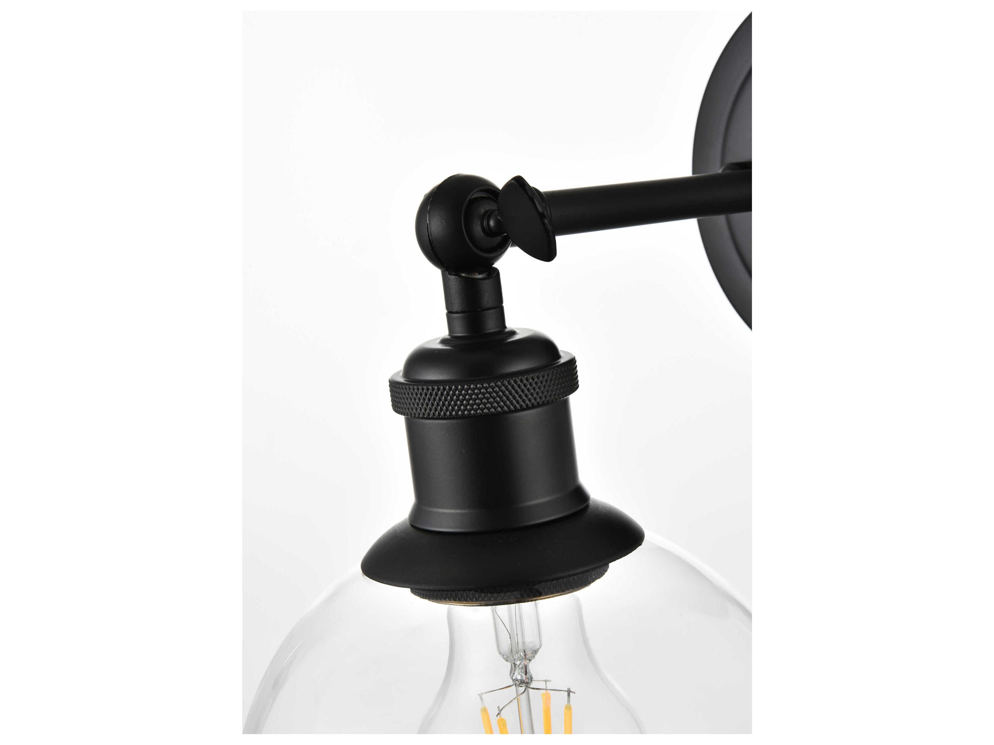 Elegant Lighting Kai 1-Light Black Glass Wall Sconce