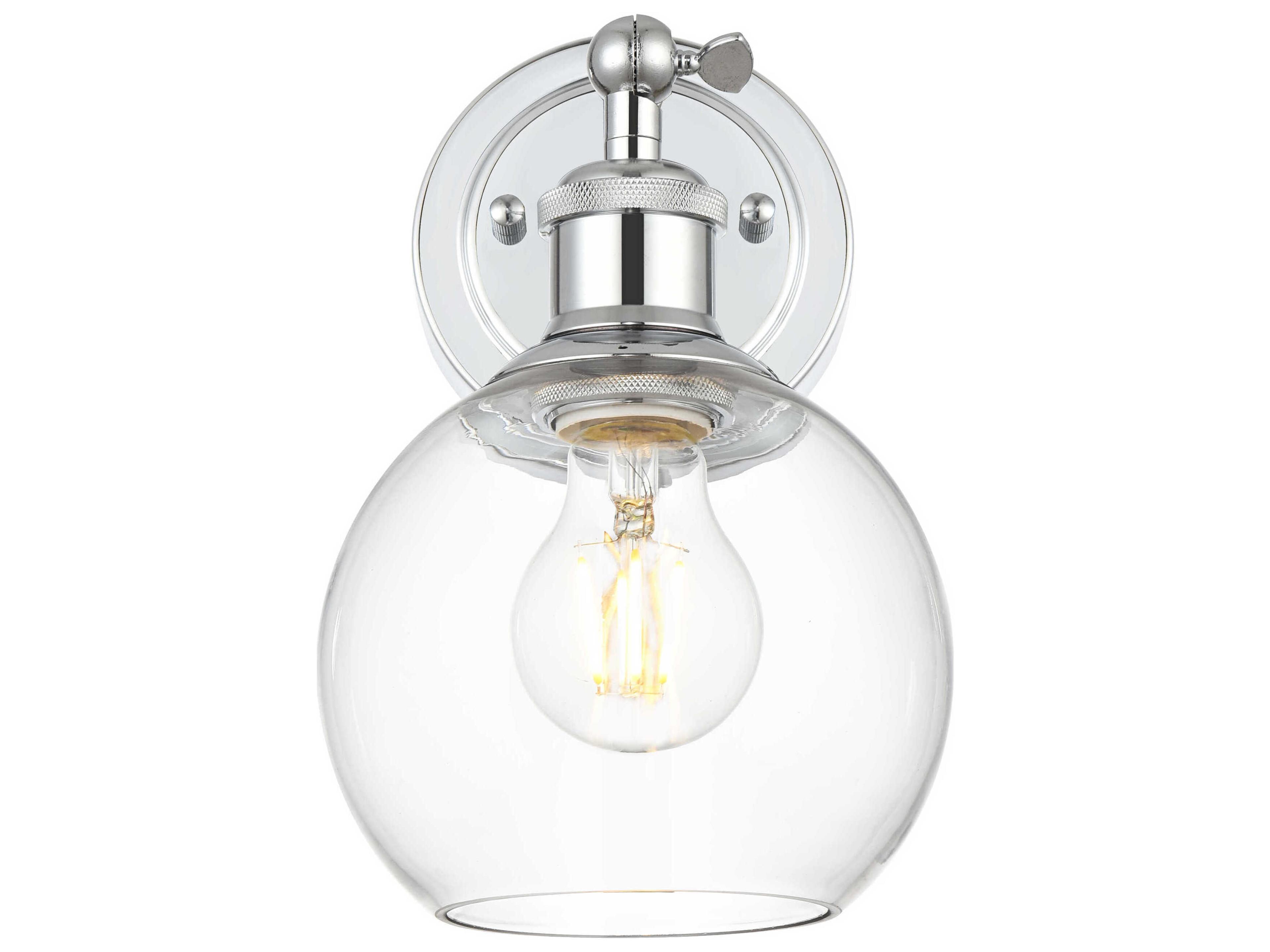 Elegant Lighting Kai 1-Light Chrome Glass Wall Sconce