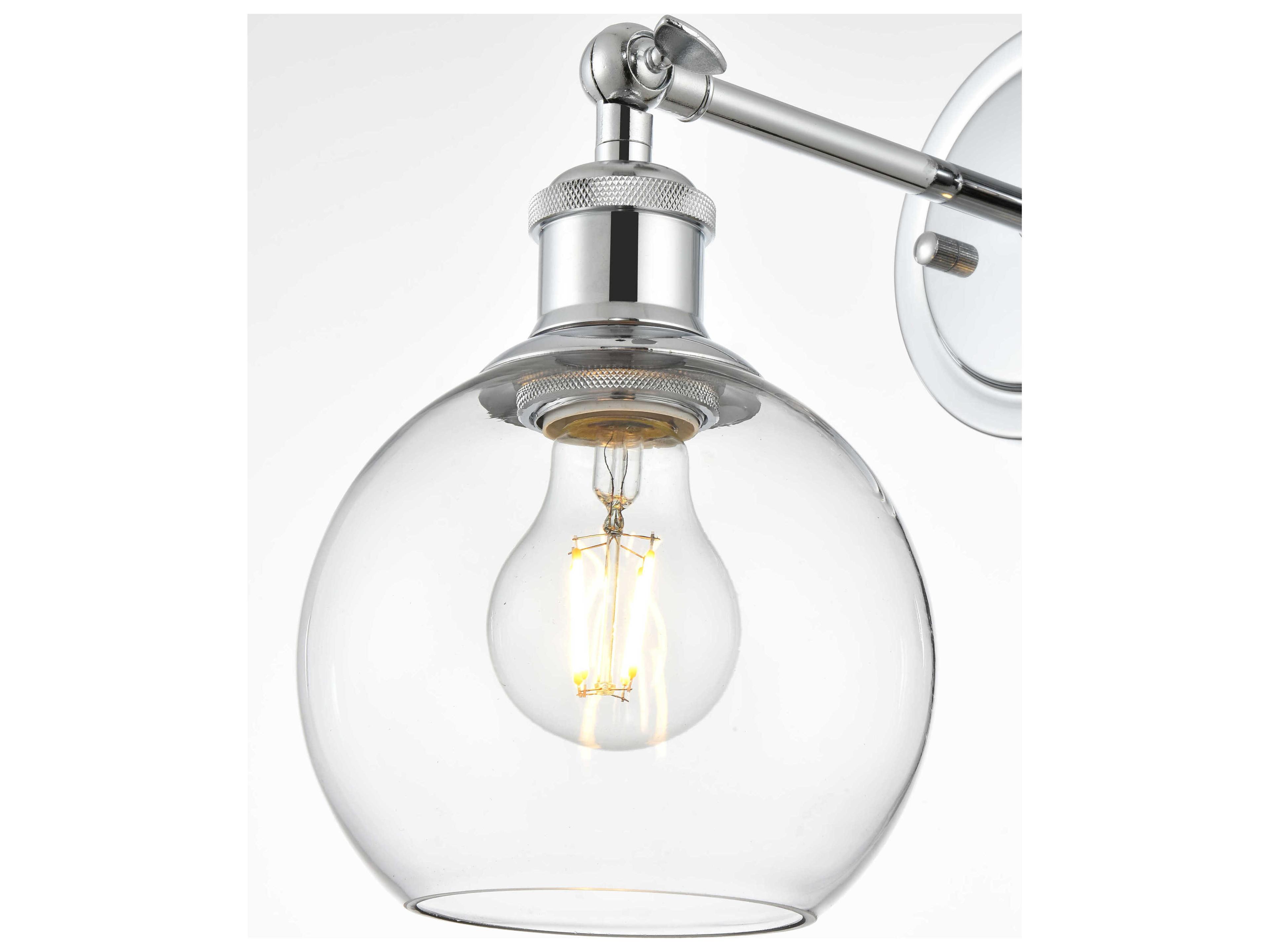 Elegant Lighting Kai 1-Light Chrome Glass Wall Sconce