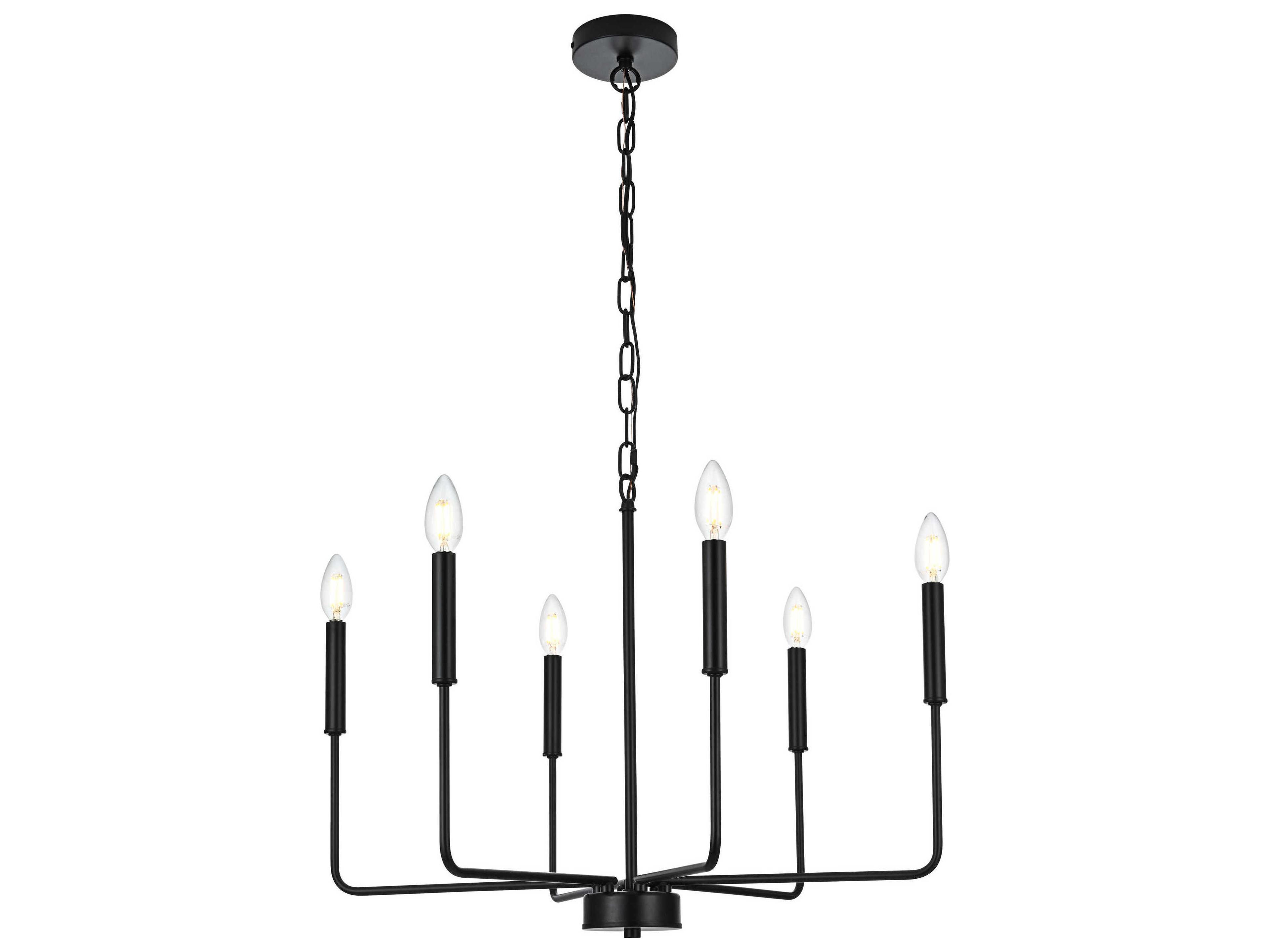 Elegant Lighting Willa 6-Light Black Candelabra Chandelier