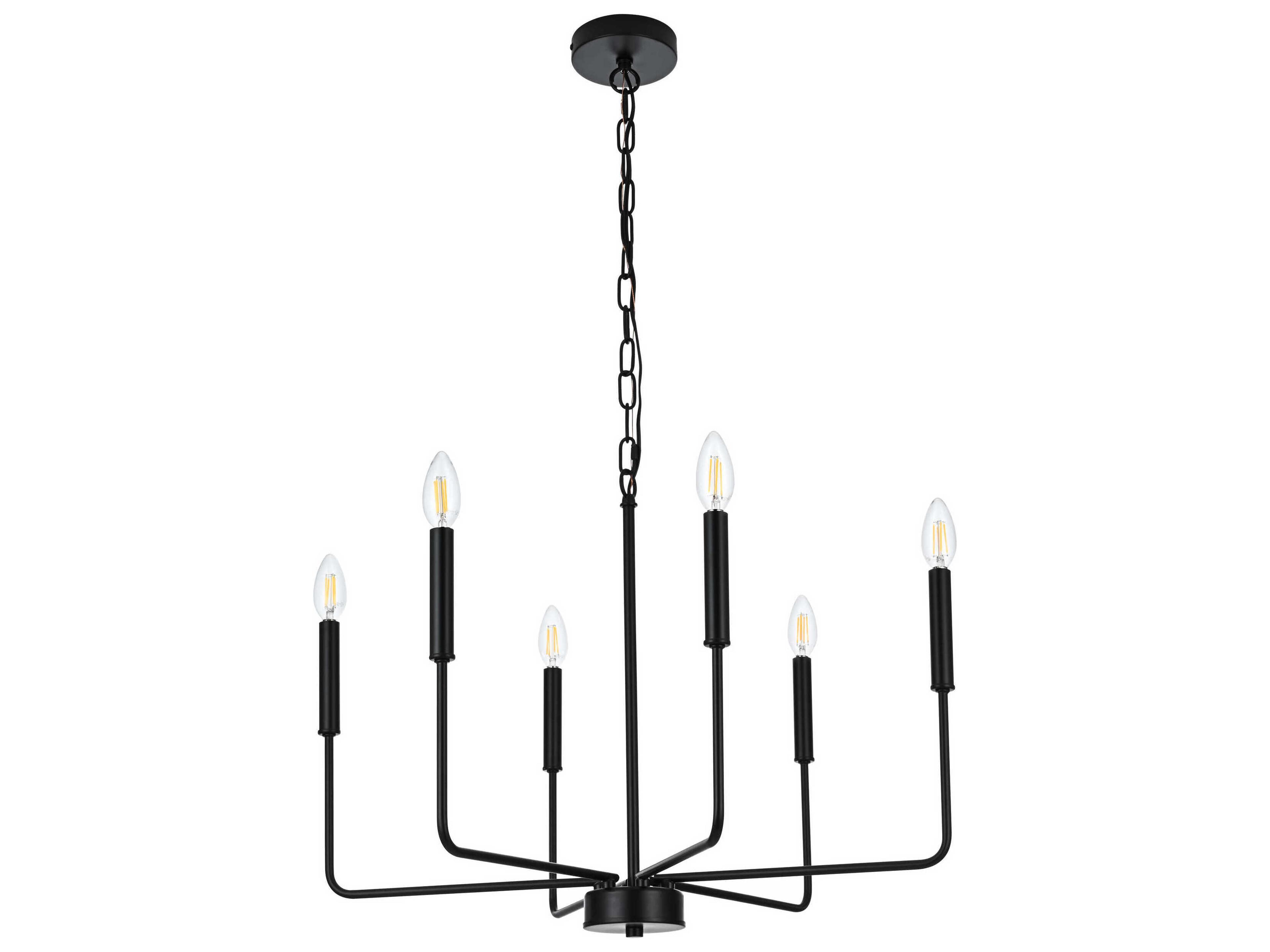 Elegant Lighting Willa 6-Light Black Candelabra Chandelier