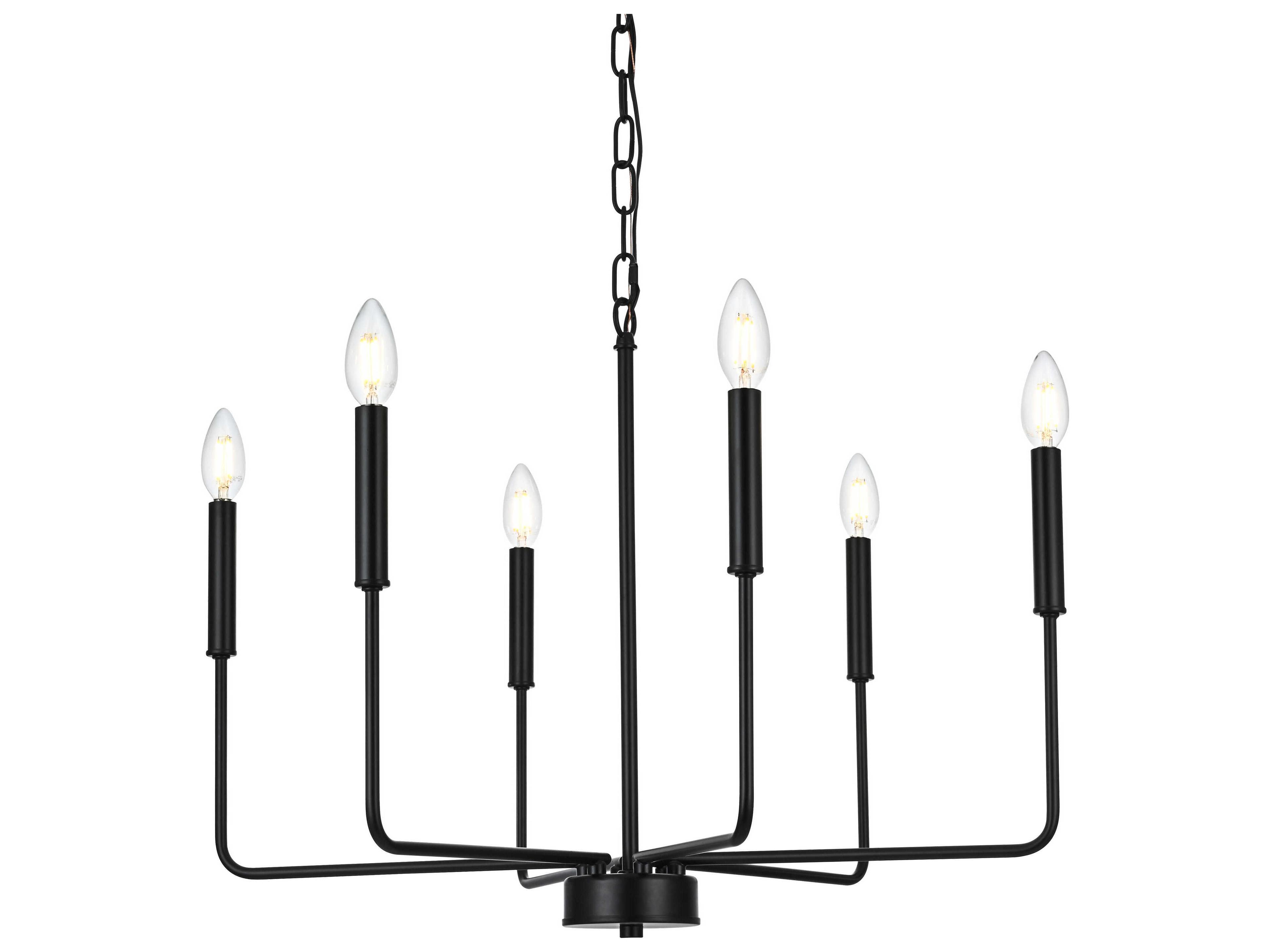 Elegant Lighting Willa 6-Light Black Candelabra Chandelier