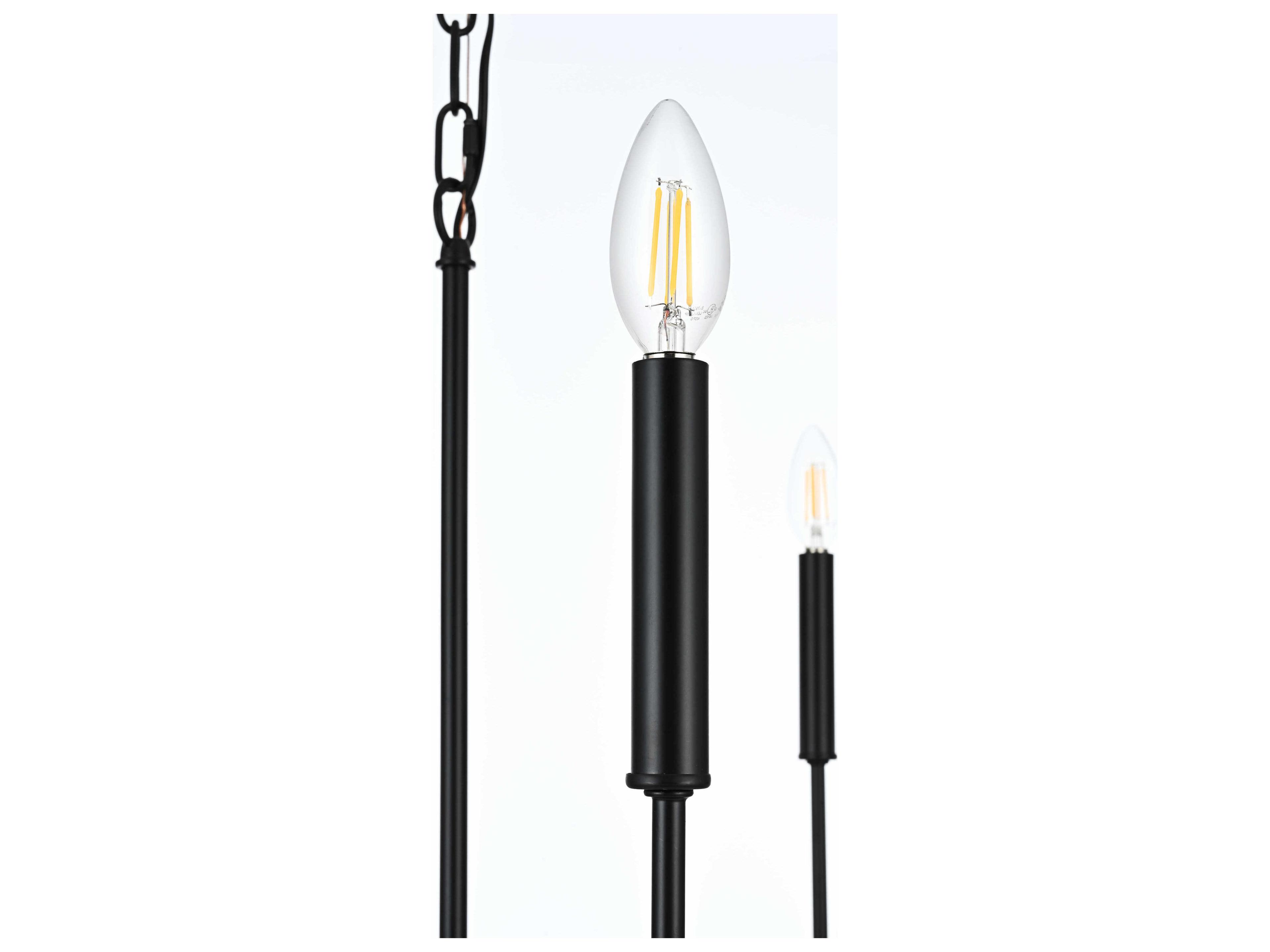 Elegant Lighting Willa 6-Light Black Candelabra Chandelier