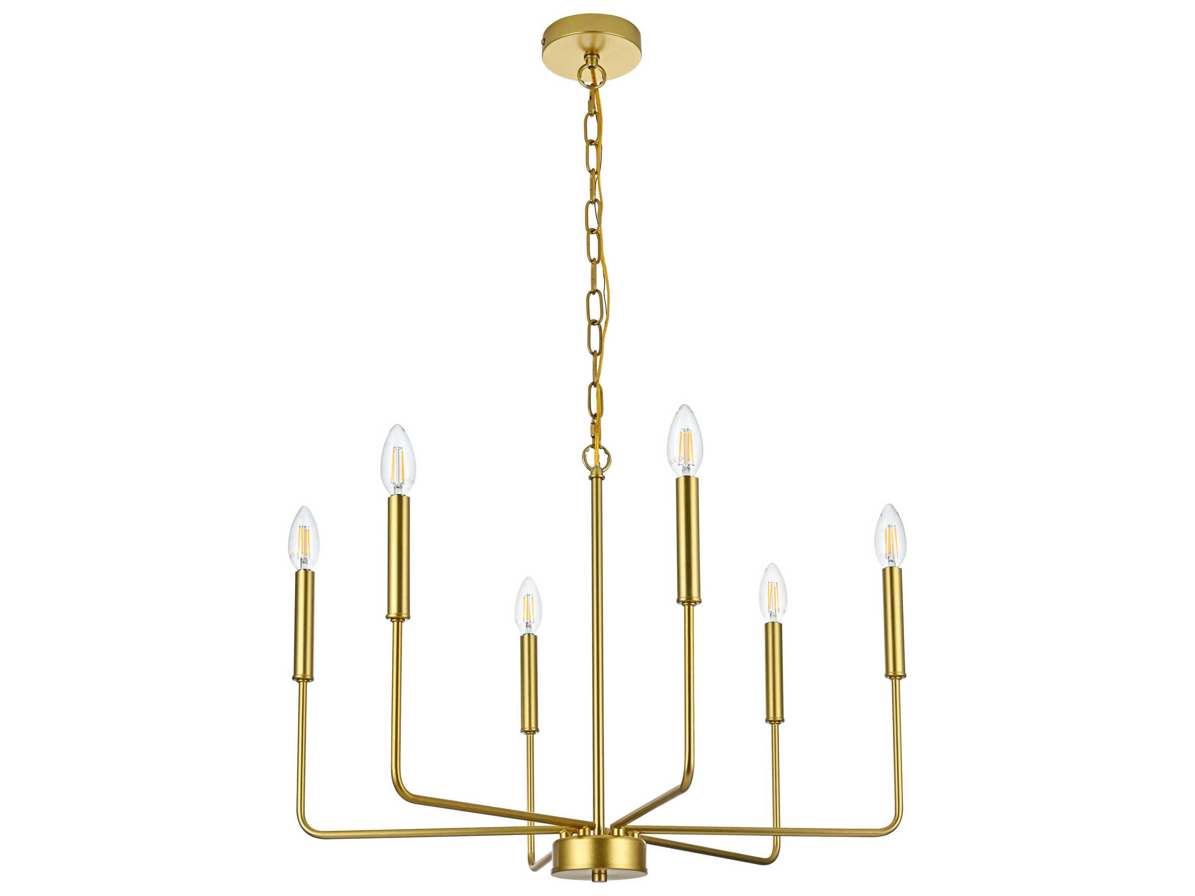 Elegant Lighting Willa 6-Light Brass Candelabra Chandelier