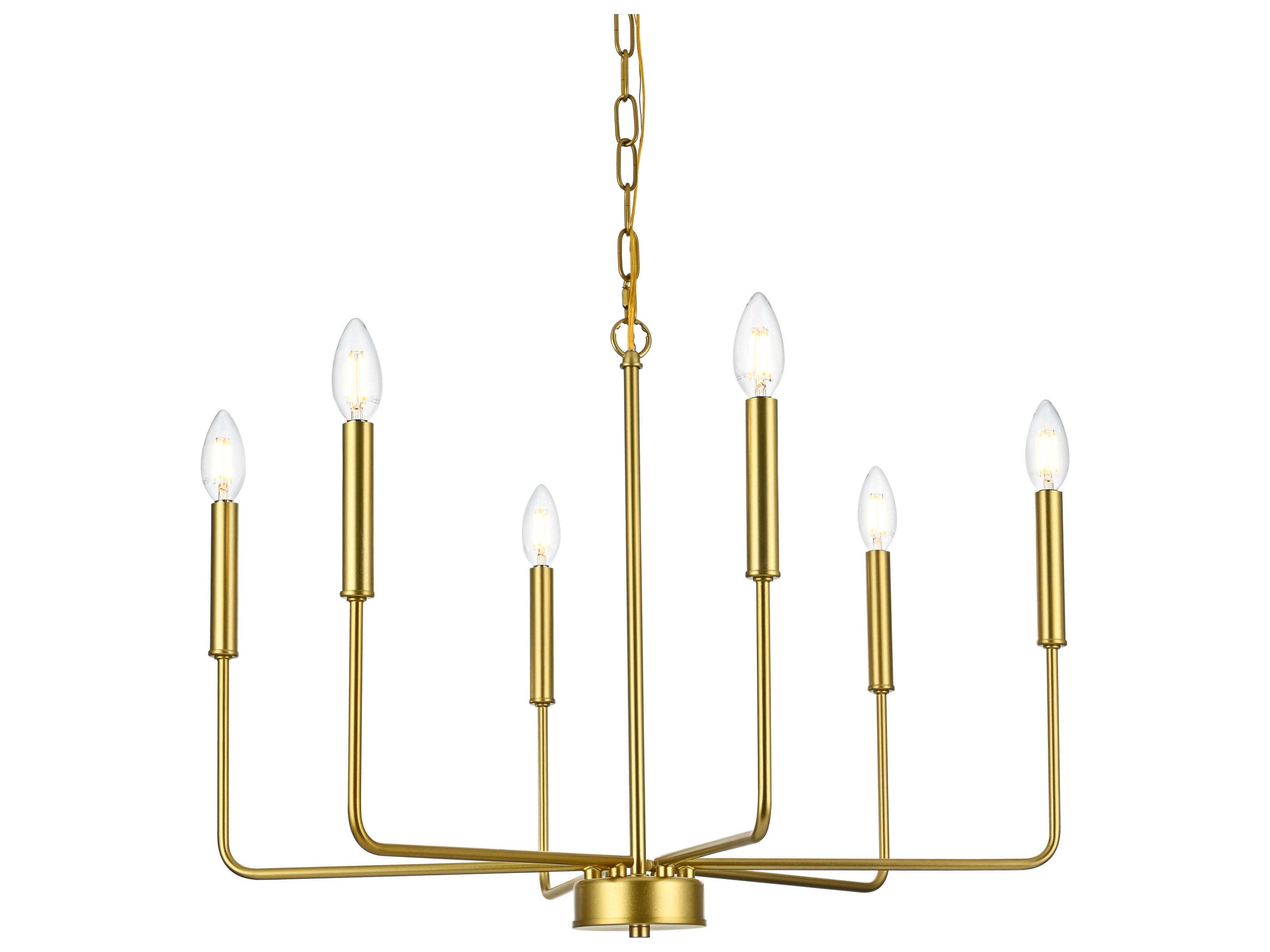Elegant Lighting Willa 6-Light Brass Candelabra Chandelier