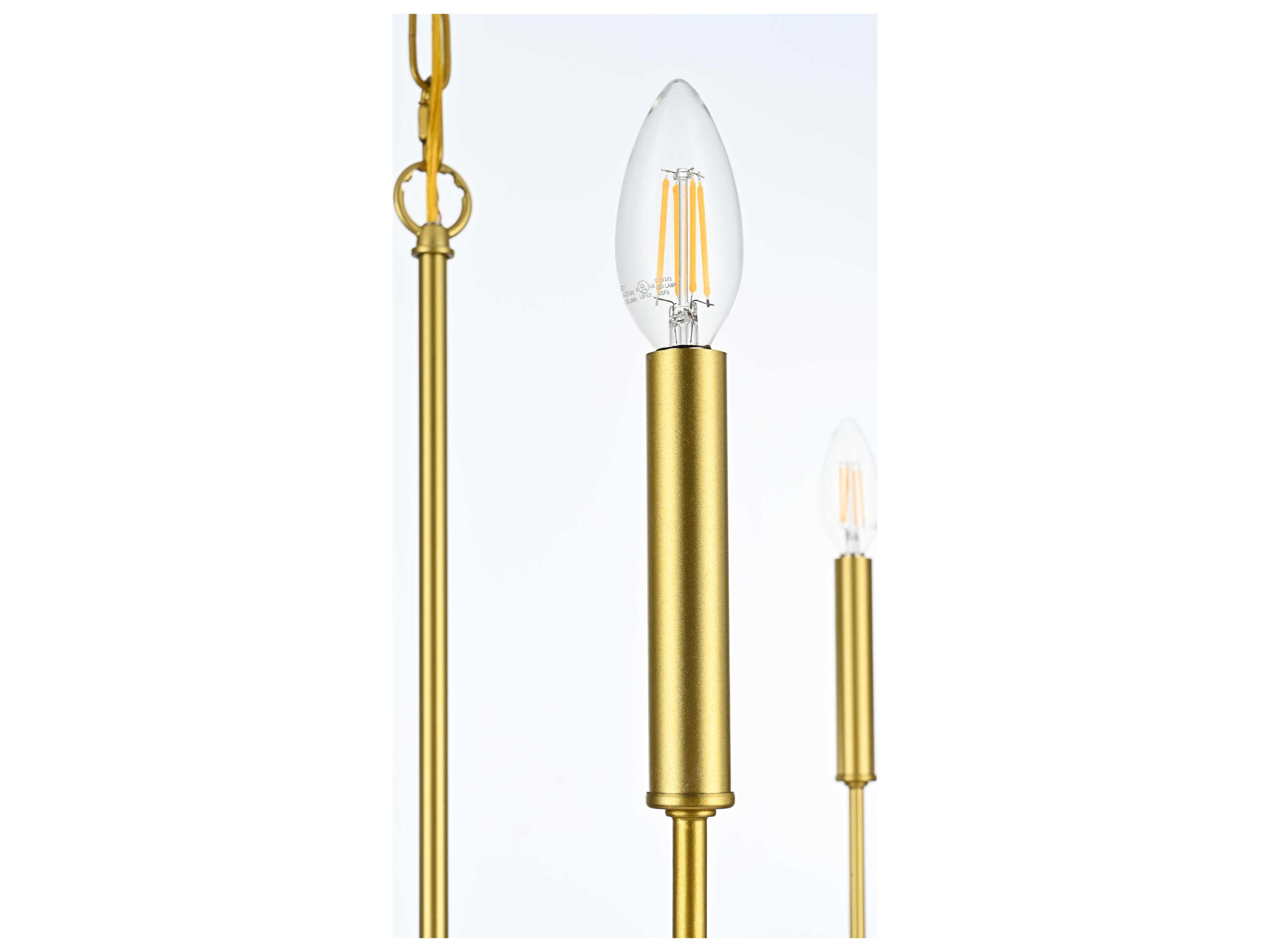Elegant Lighting Willa 6-Light Brass Candelabra Chandelier