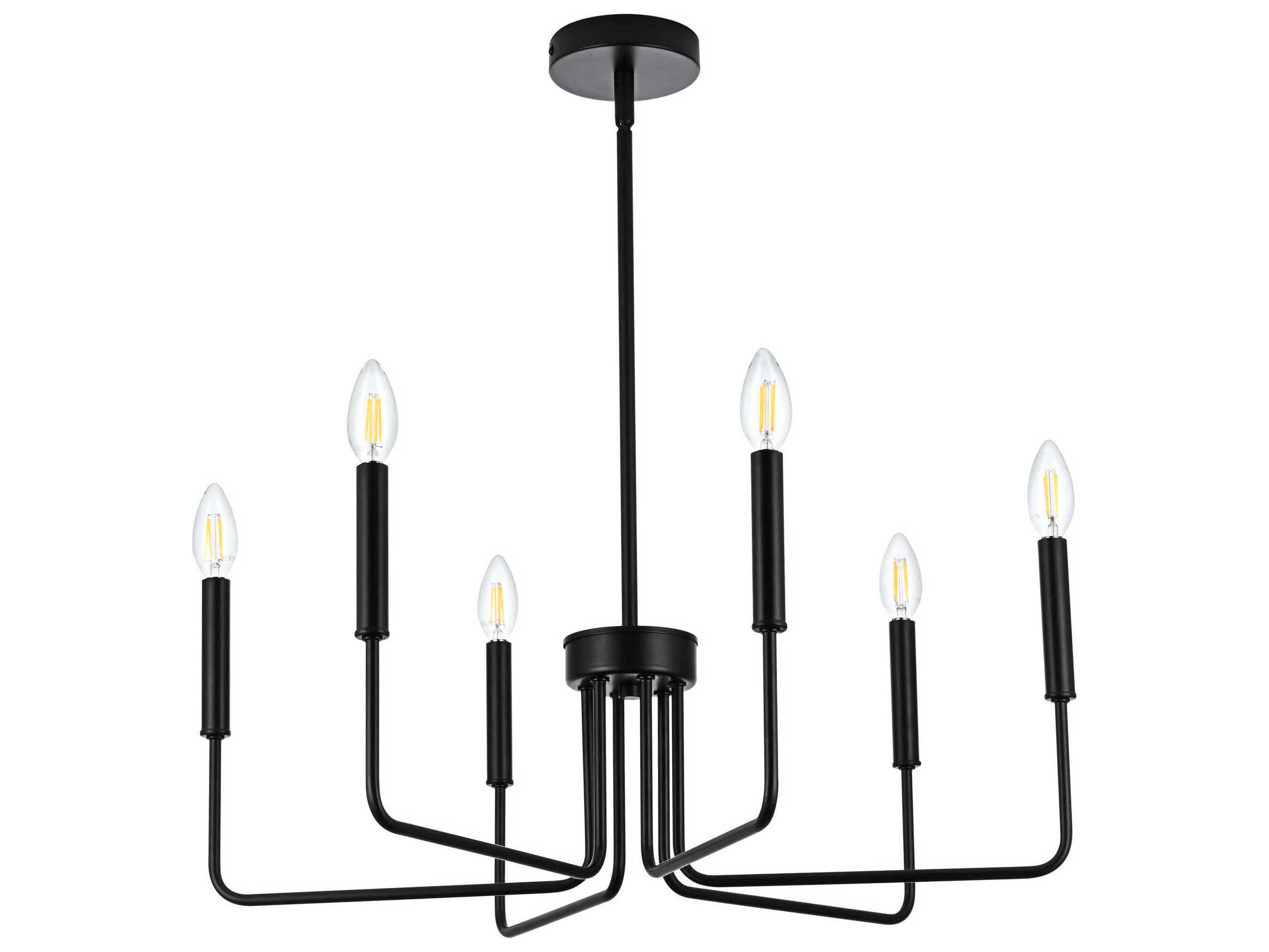Elegant Lighting Willa 6-Light Black Candelabra Chandelier